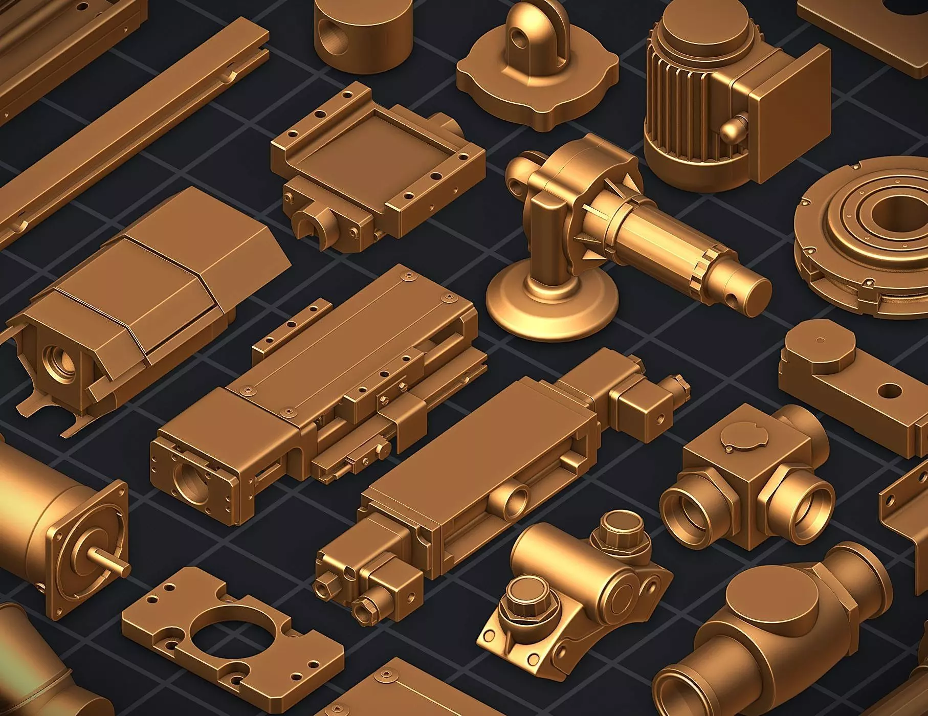 Subdivision Ready Industrial Mechanical Parts Kit-bash Pack 3D model_0