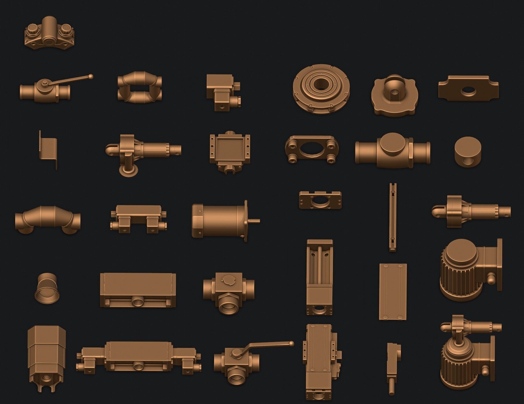 Subdivision Ready Industrial Mechanical Parts Kit-bash Pack 3D model_3