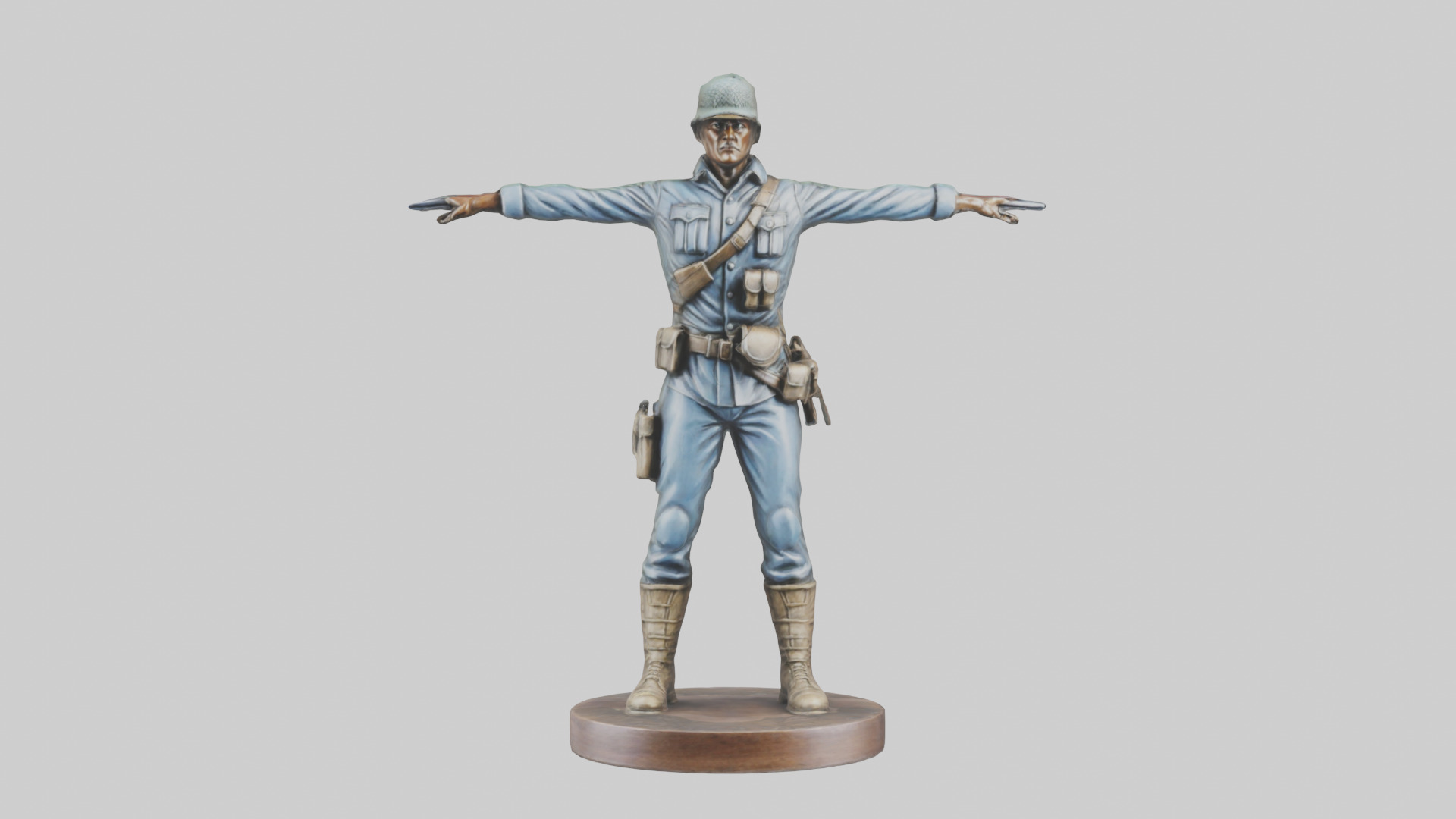 Heroic Soldier with Rifle Statue model Low-poly 3D model_9
