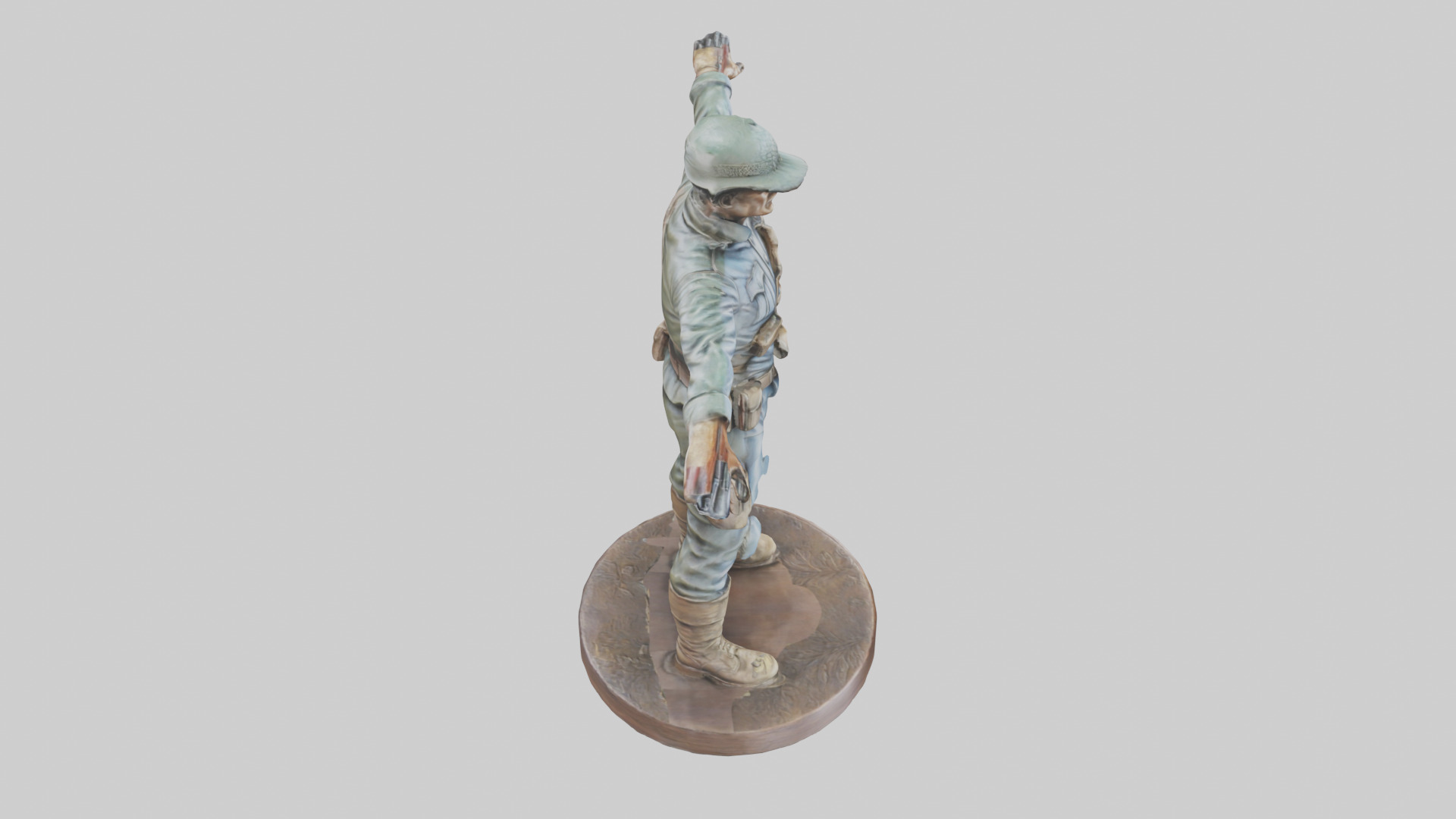 Heroic Soldier with Rifle Statue model Low-poly 3D model_18