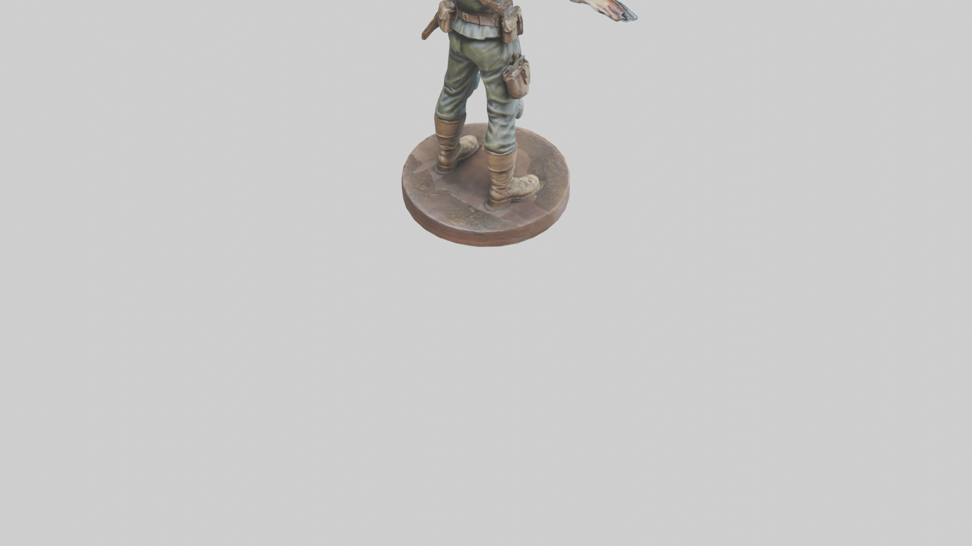 Heroic Soldier with Rifle Statue model Low-poly 3D model_4
