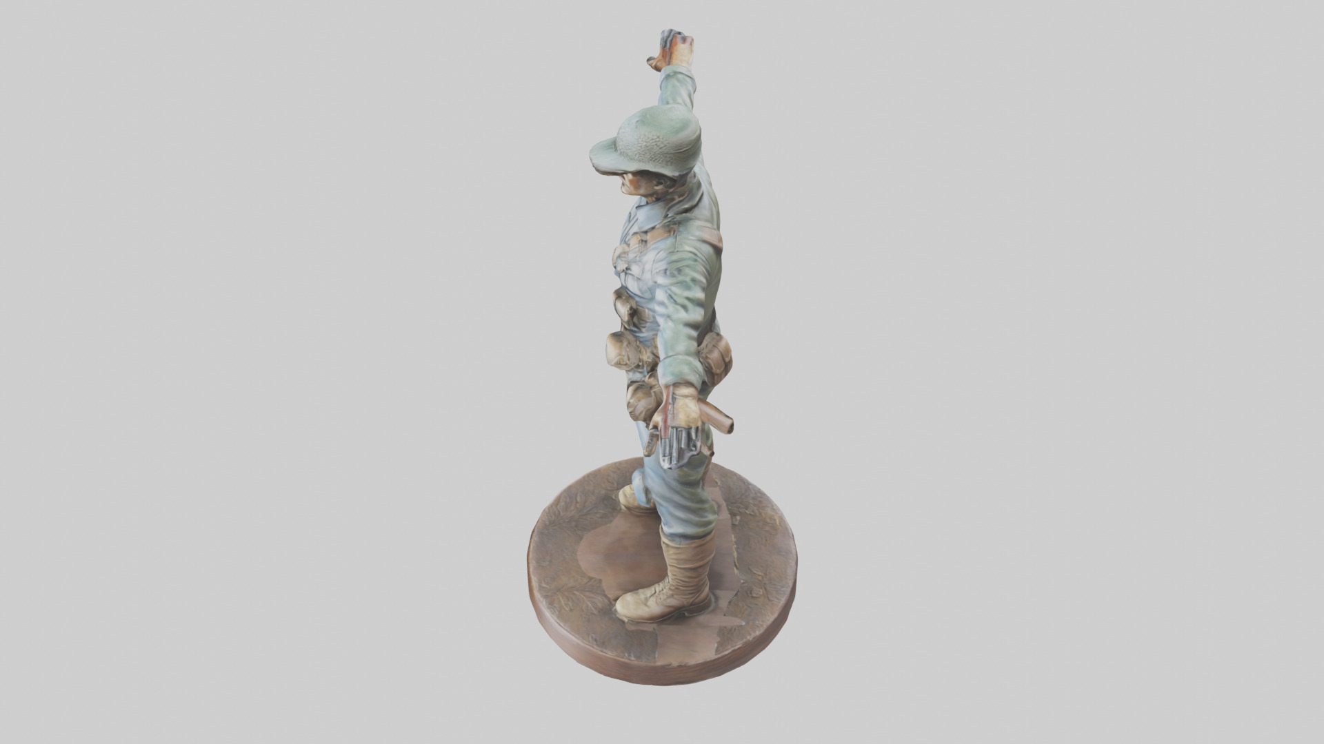 Heroic Soldier with Rifle Statue model Low-poly 3D model_17