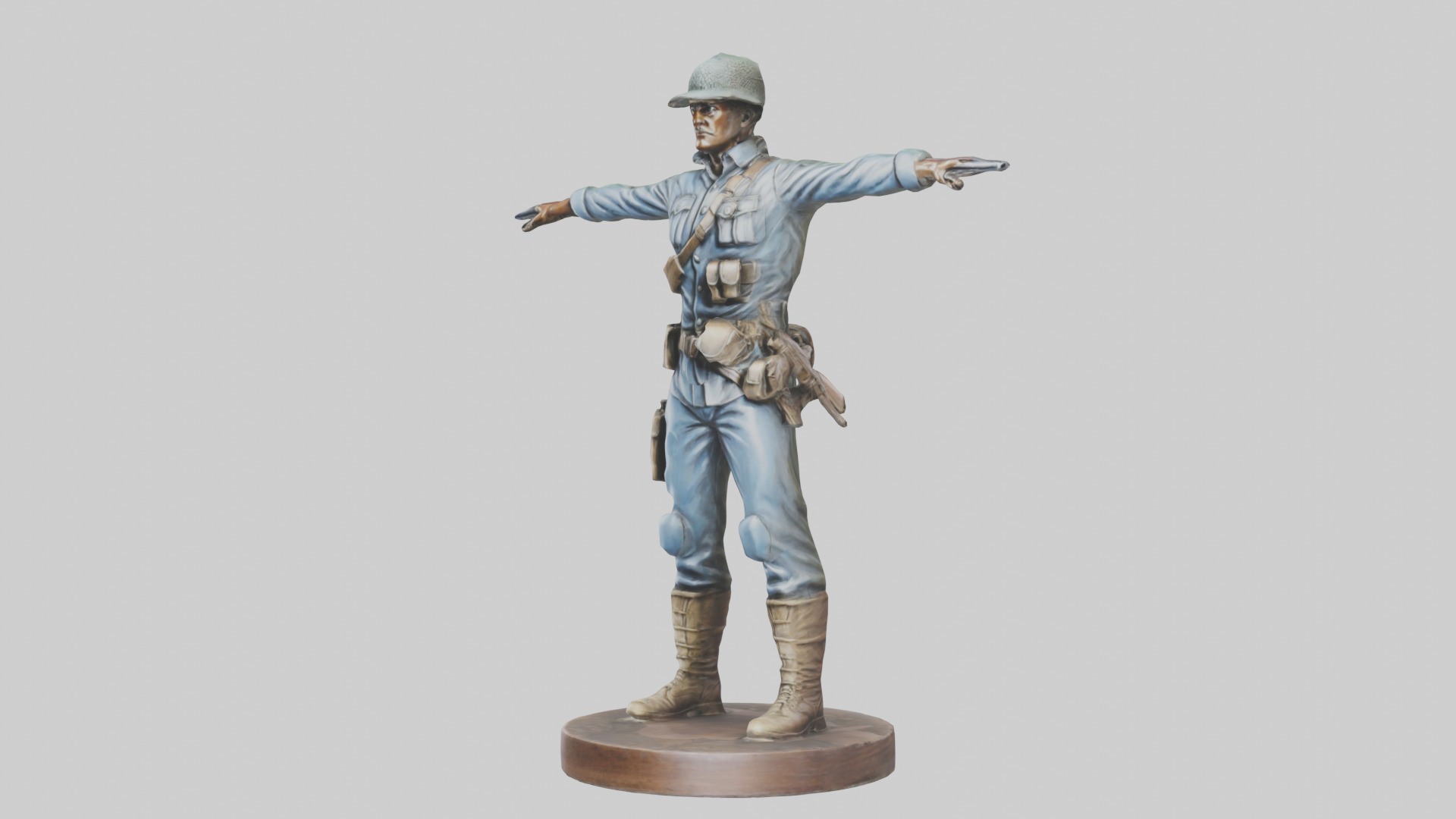 Heroic Soldier with Rifle Statue model Low-poly 3D model_8
