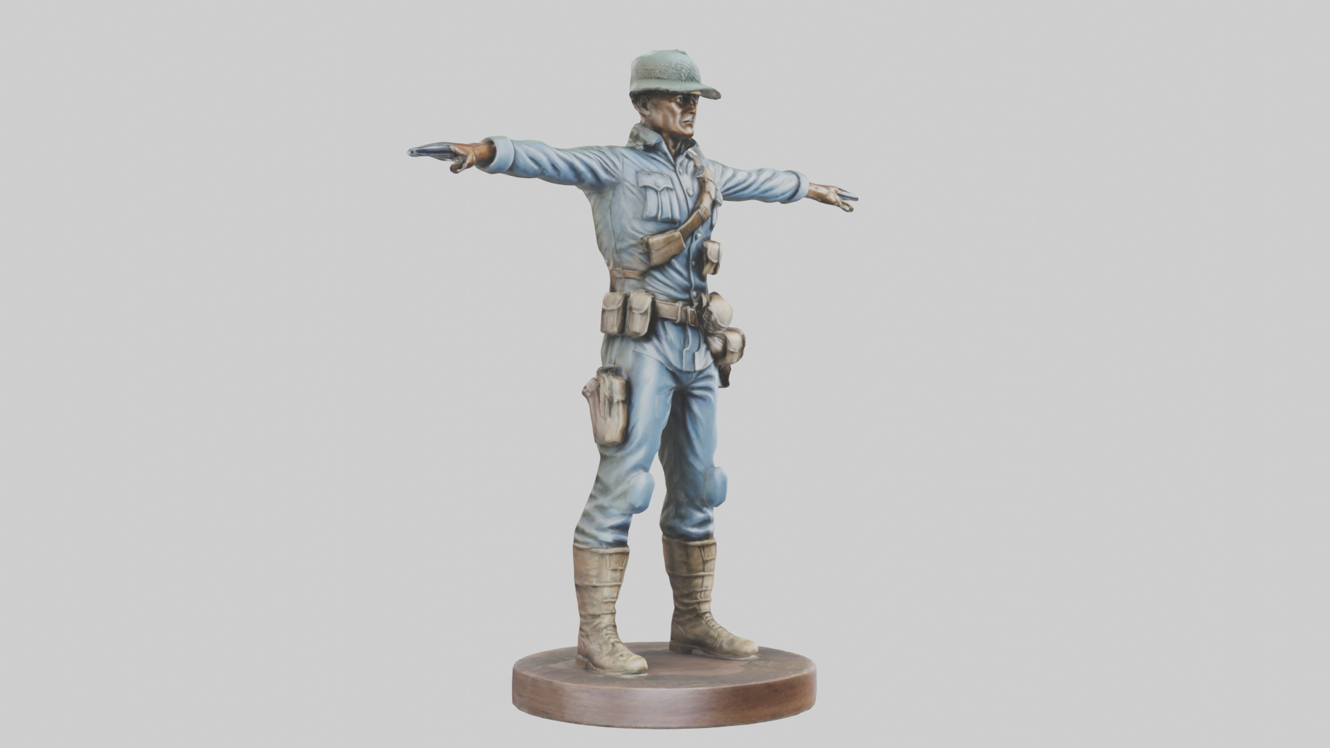 Heroic Soldier with Rifle Statue model Low-poly 3D model_7
