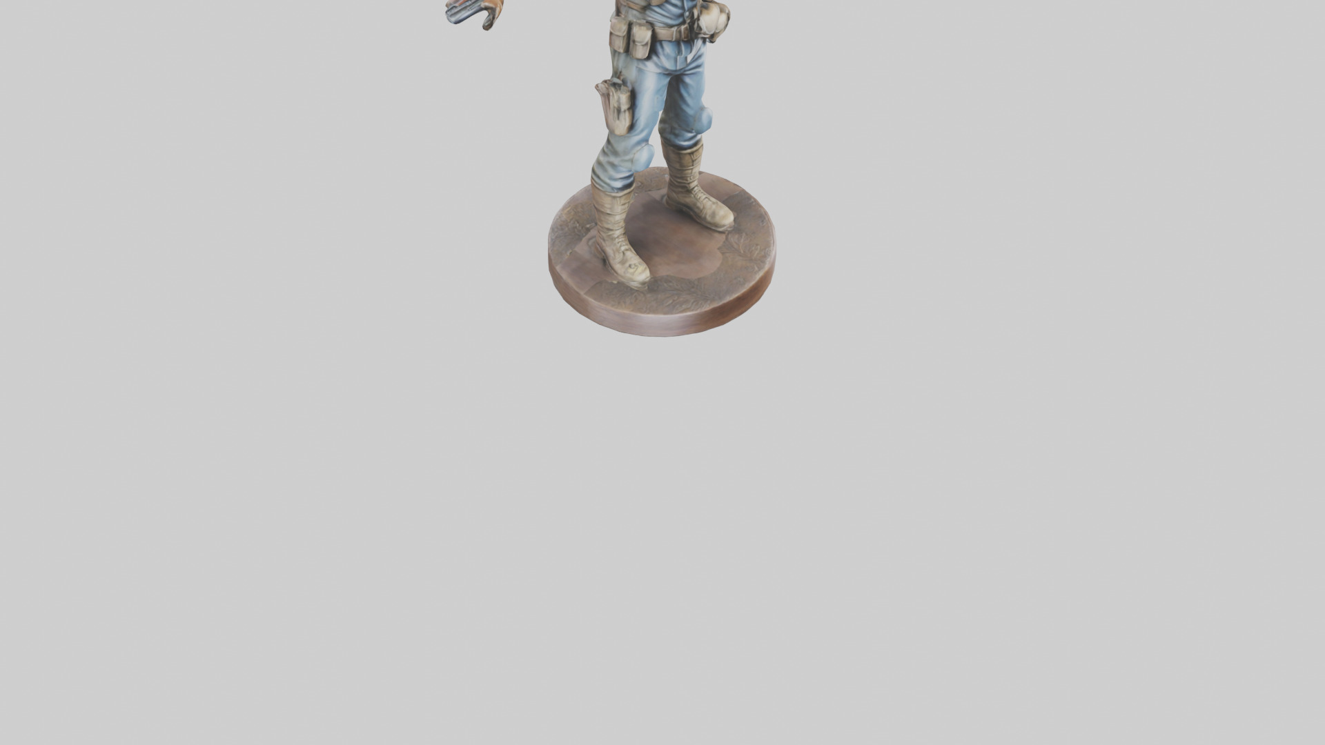 Heroic Soldier with Rifle Statue model Low-poly 3D model_6