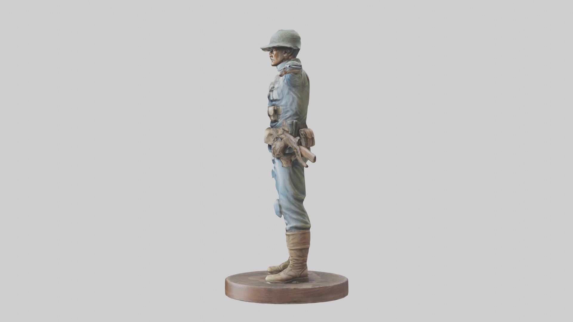 Heroic Soldier with Rifle Statue model Low-poly 3D model_12