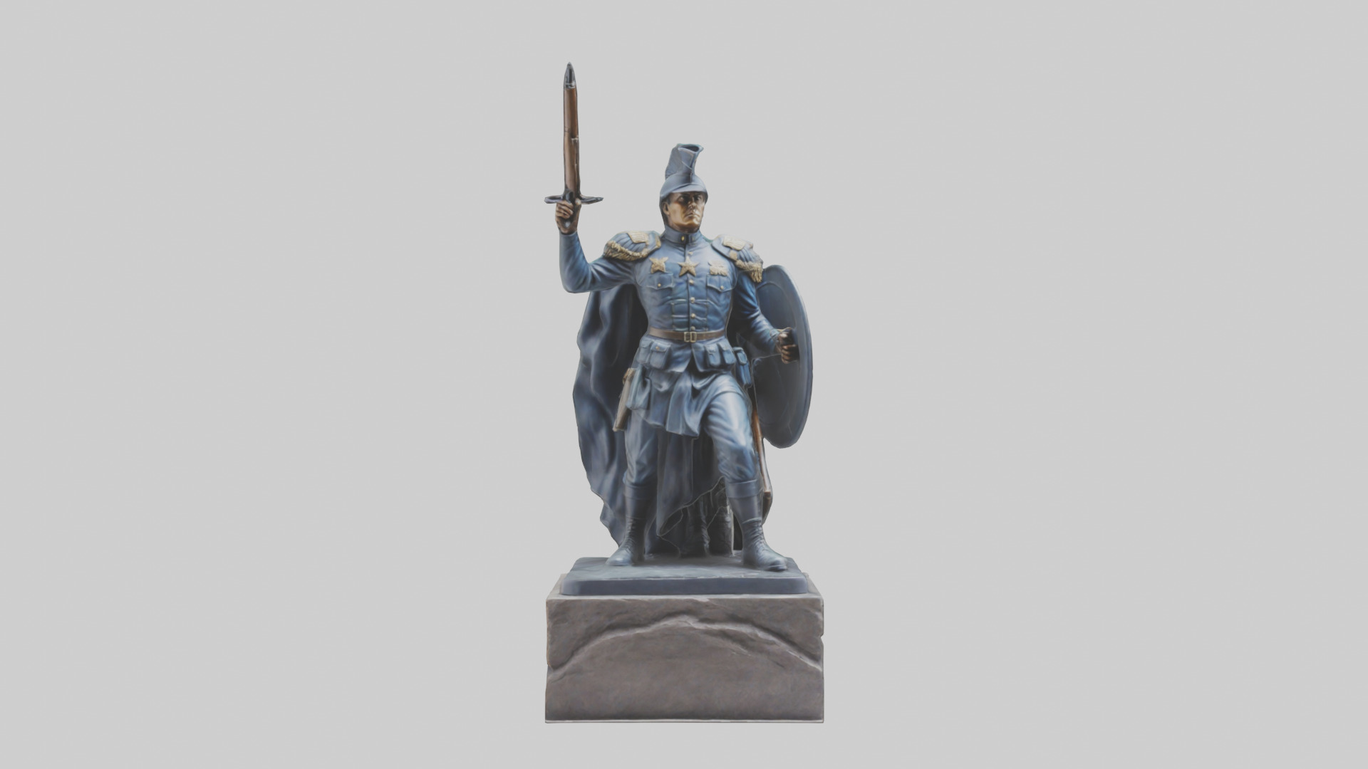 Heroic Stand Soldier Statue model Low-poly 3D model_9