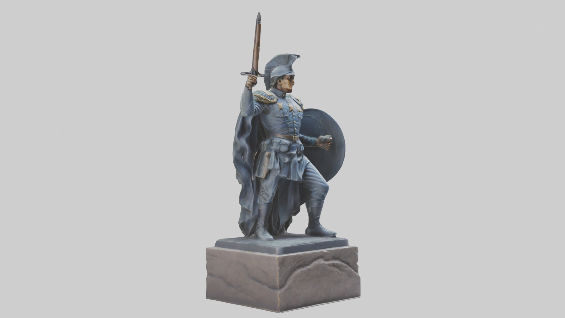 Heroic Stand Soldier Statue model Low-poly 3D model_7