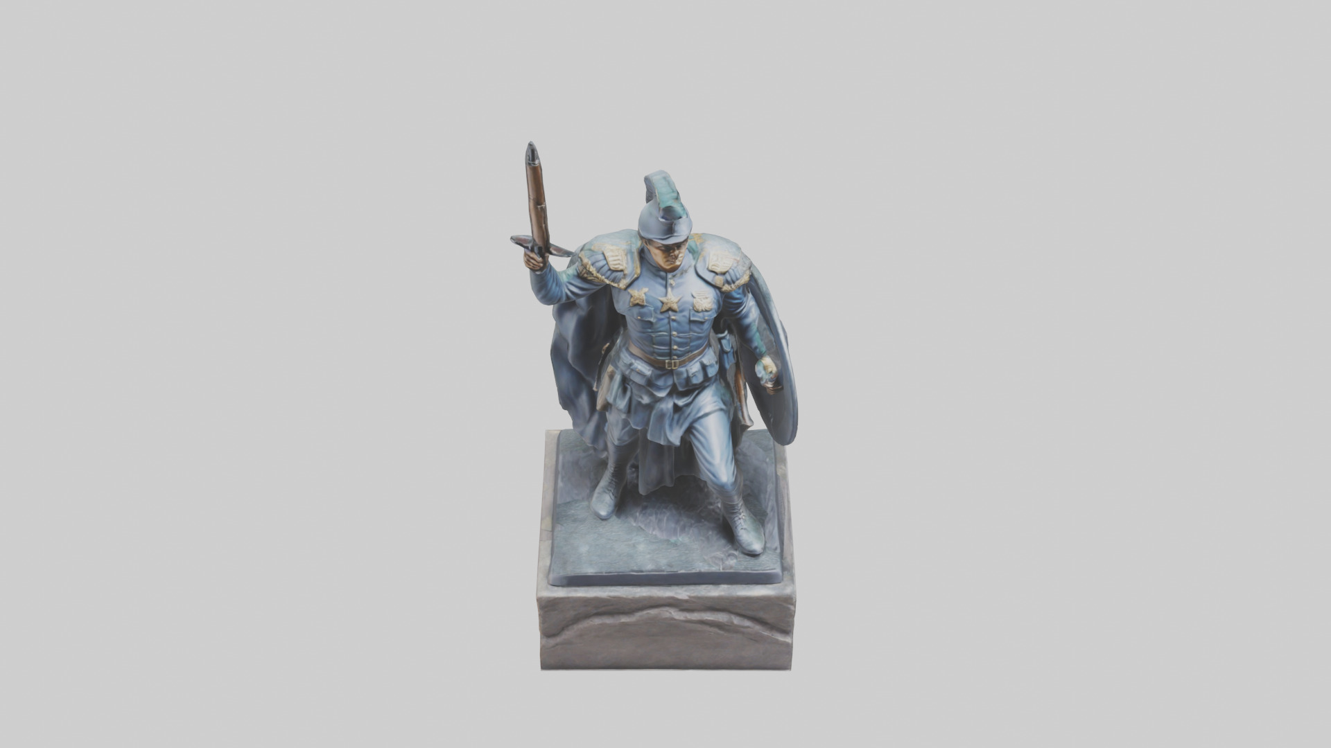 Heroic Stand Soldier Statue model Low-poly 3D model_16