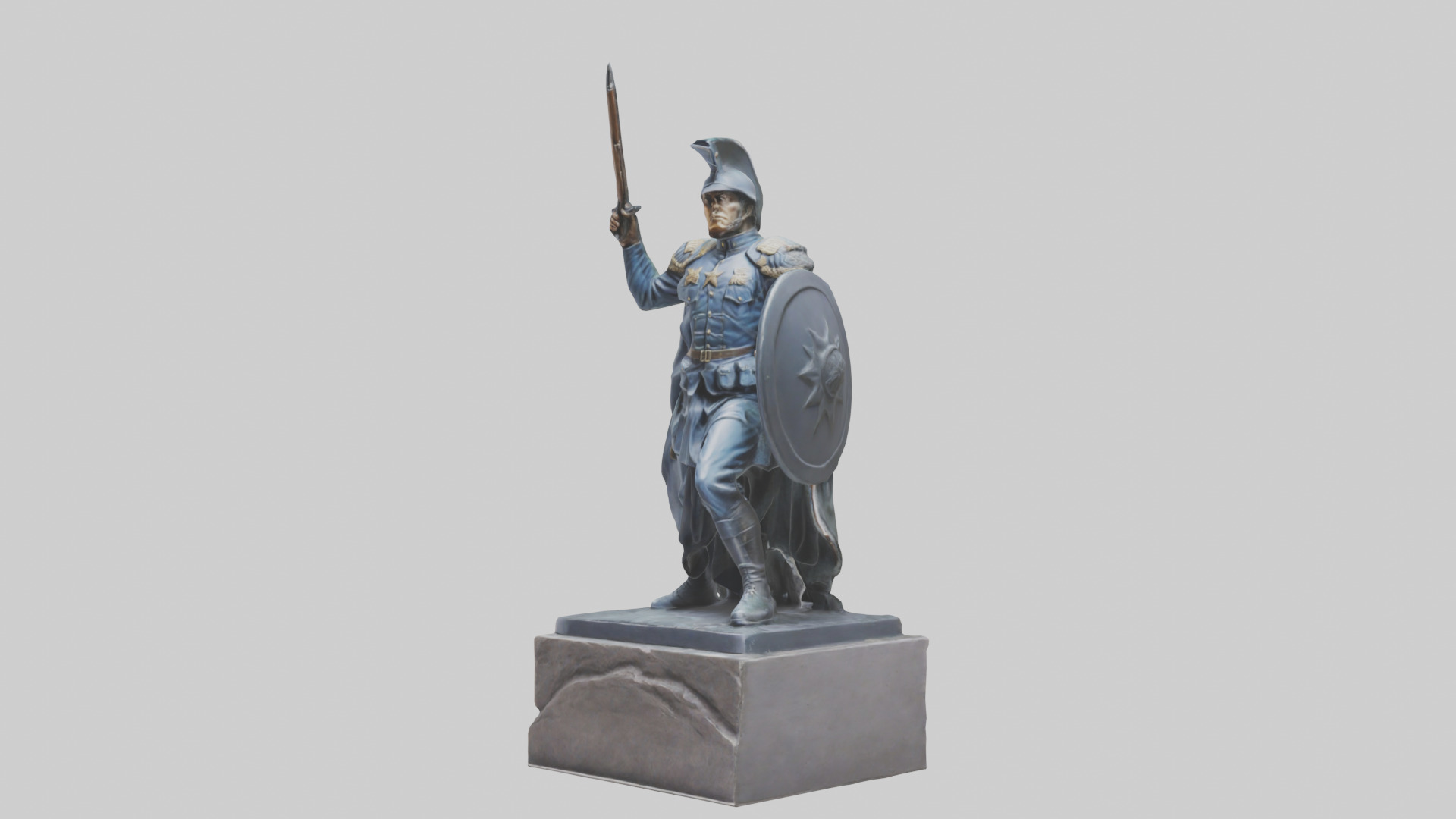 Heroic Stand Soldier Statue model Low-poly 3D model_8