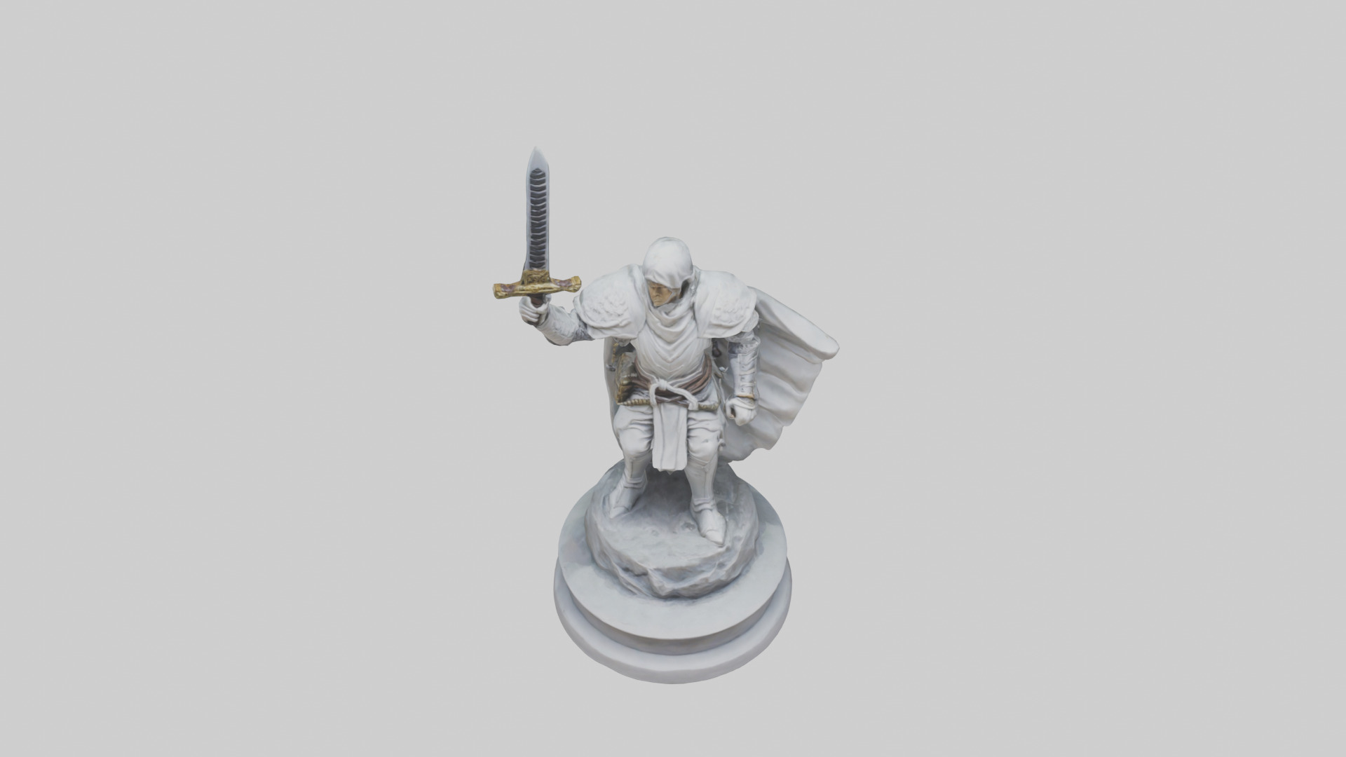 Heroic Swordsman Statue model Low-poly 3D model_16