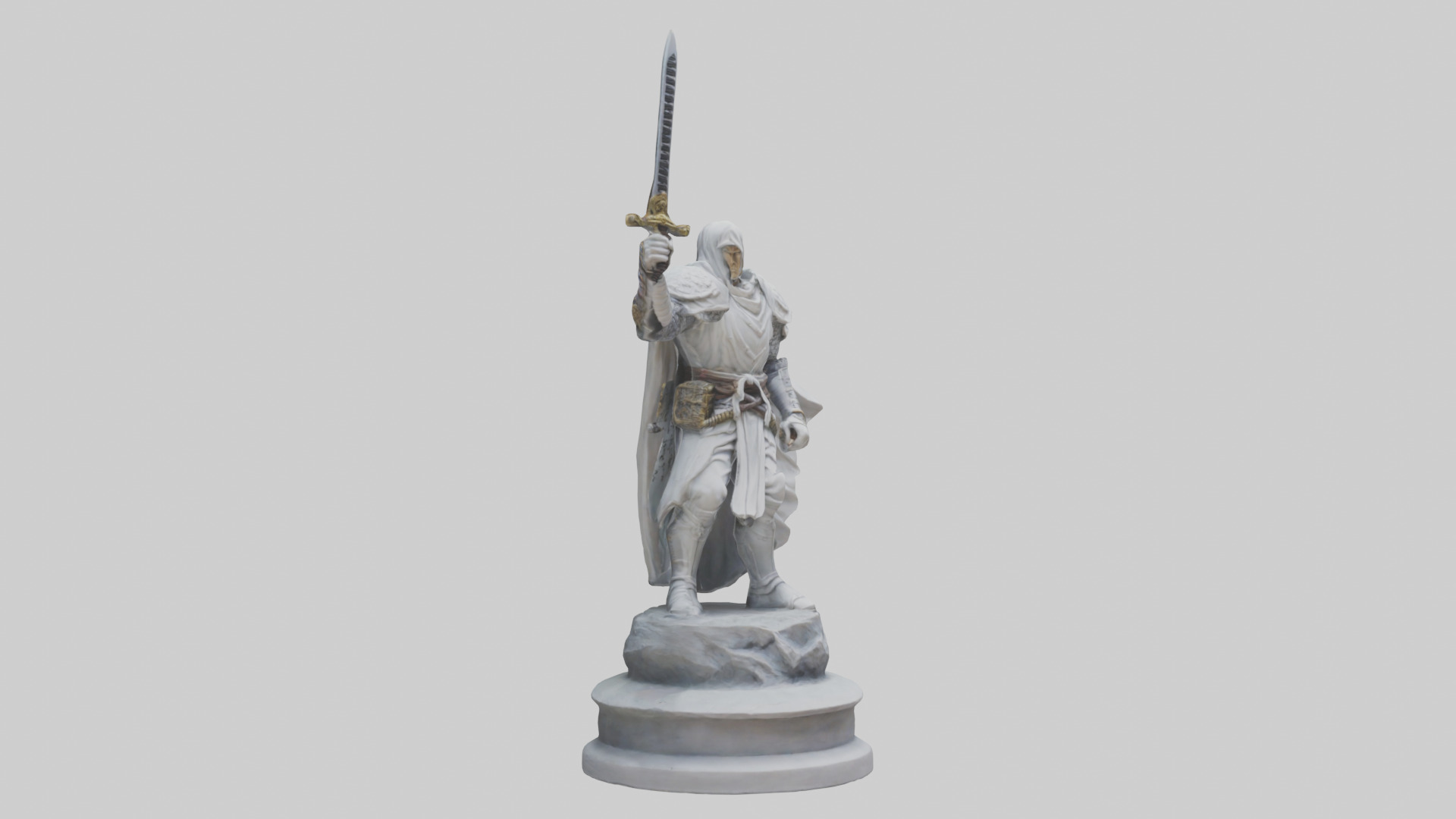 Heroic Swordsman Statue model Low-poly 3D model_7