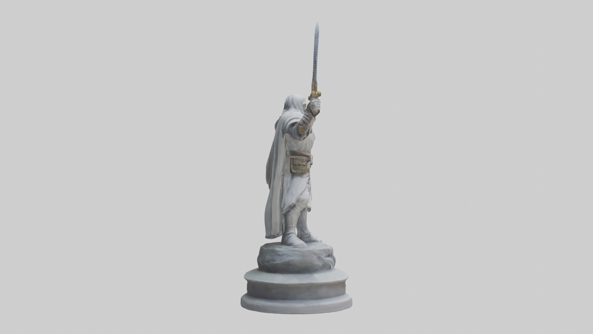 Heroic Swordsman Statue model Low-poly 3D model_13