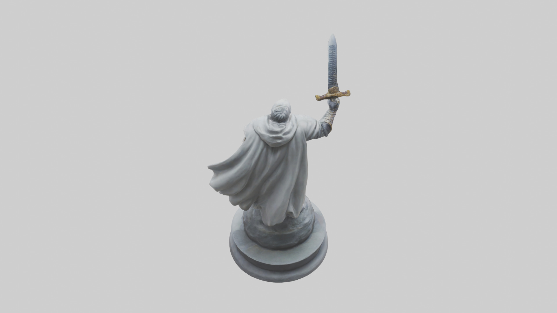 Heroic Swordsman Statue model Low-poly 3D model_15