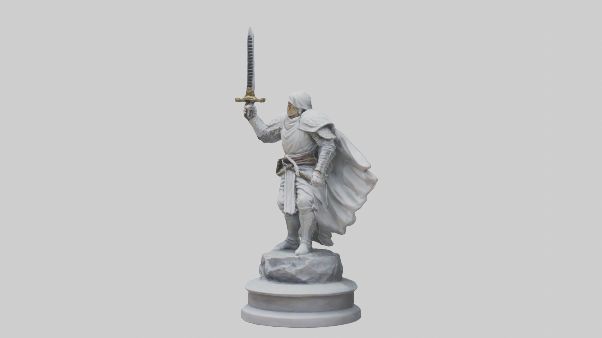 Heroic Swordsman Statue model Low-poly 3D model_10