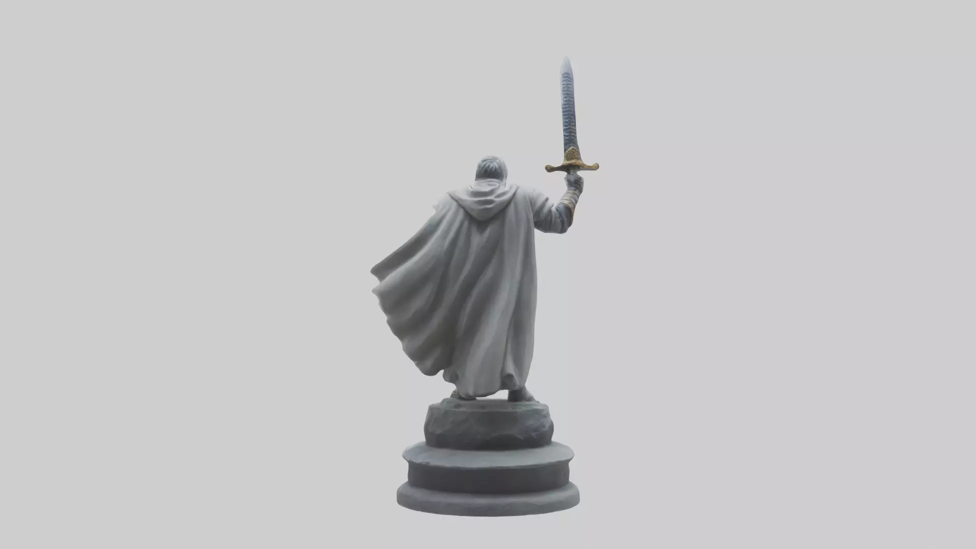 Heroic Swordsman Statue model Low-poly 3D model_0