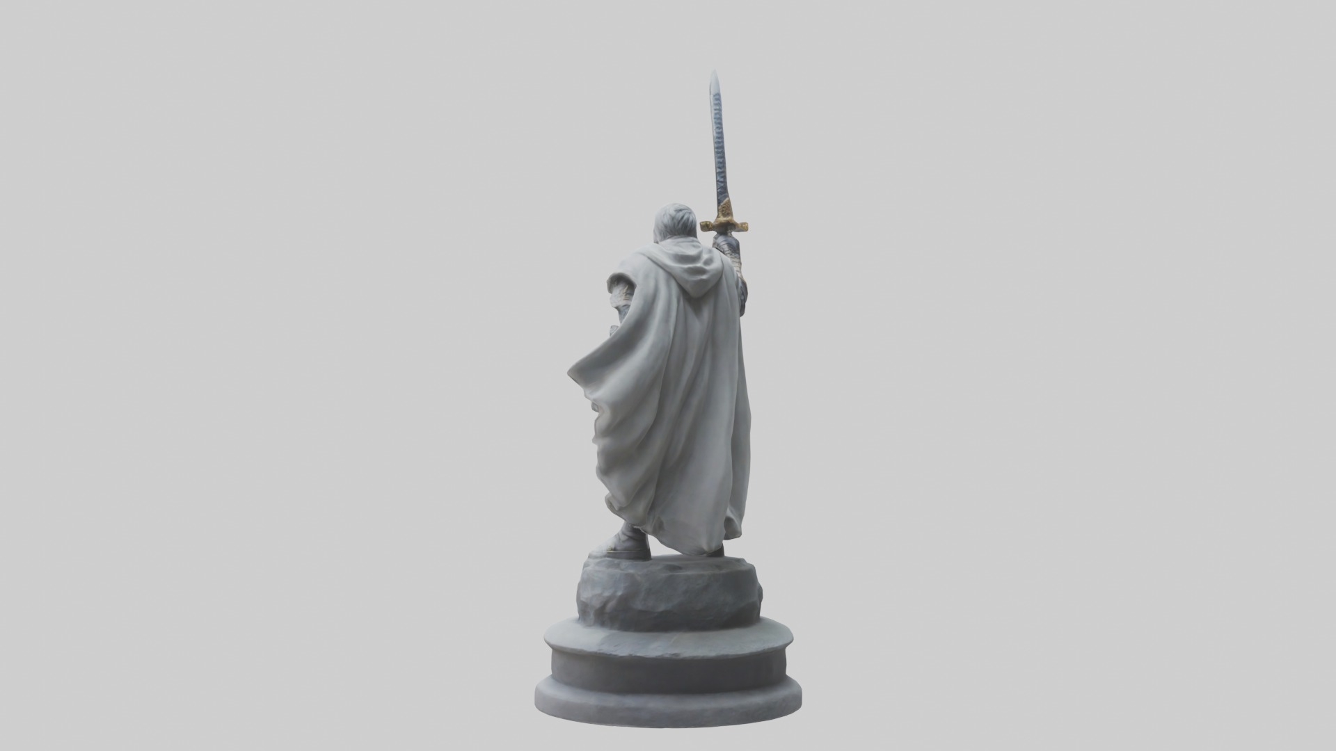 Heroic Swordsman Statue model Low-poly 3D model_1