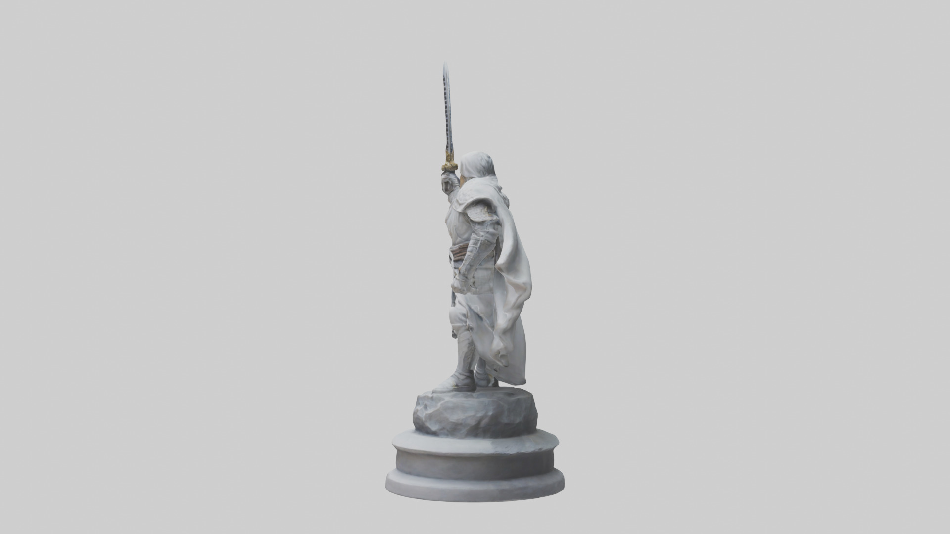 Heroic Swordsman Statue model Low-poly 3D model_12