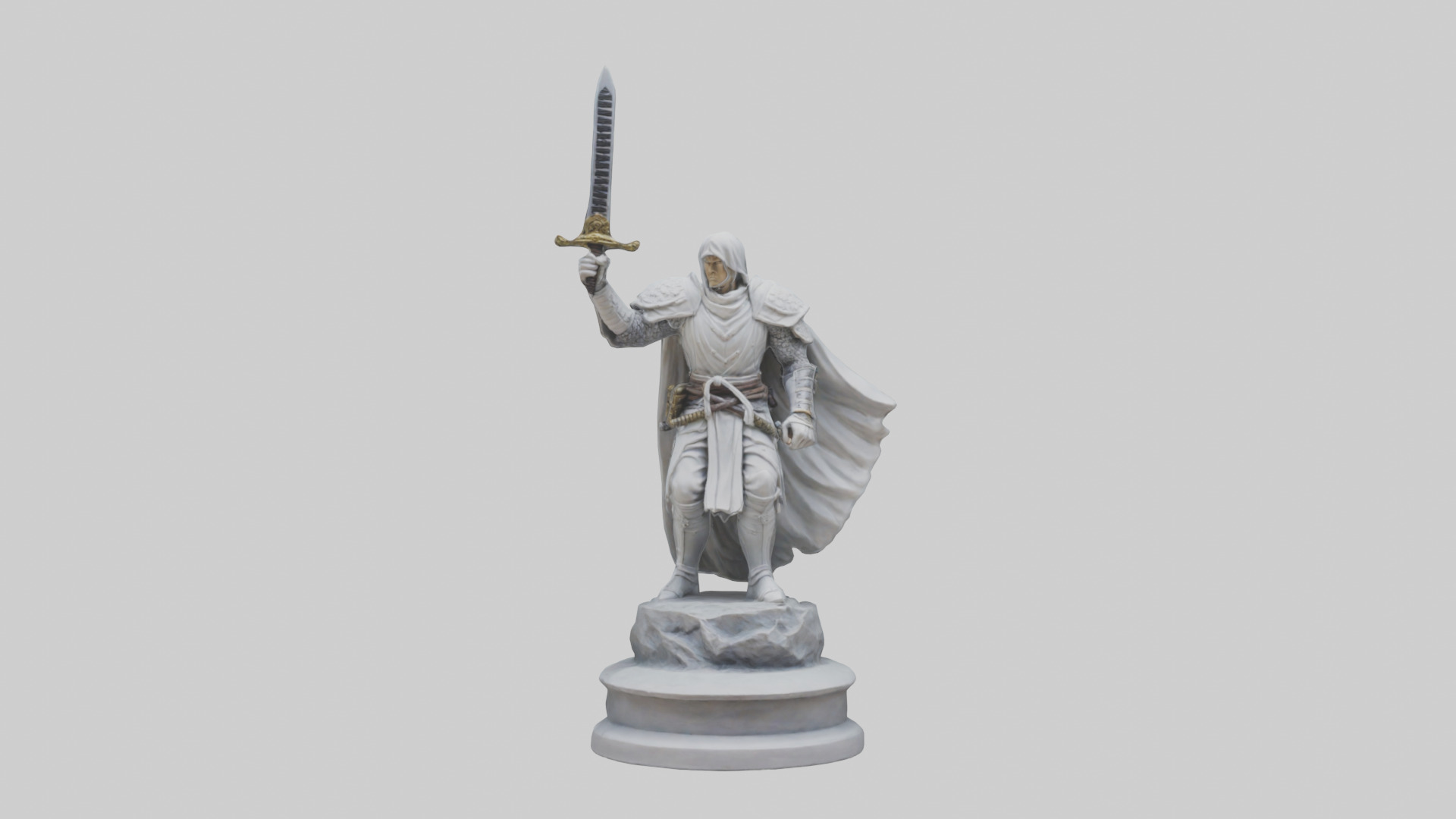 Heroic Swordsman Statue model Low-poly 3D model_9