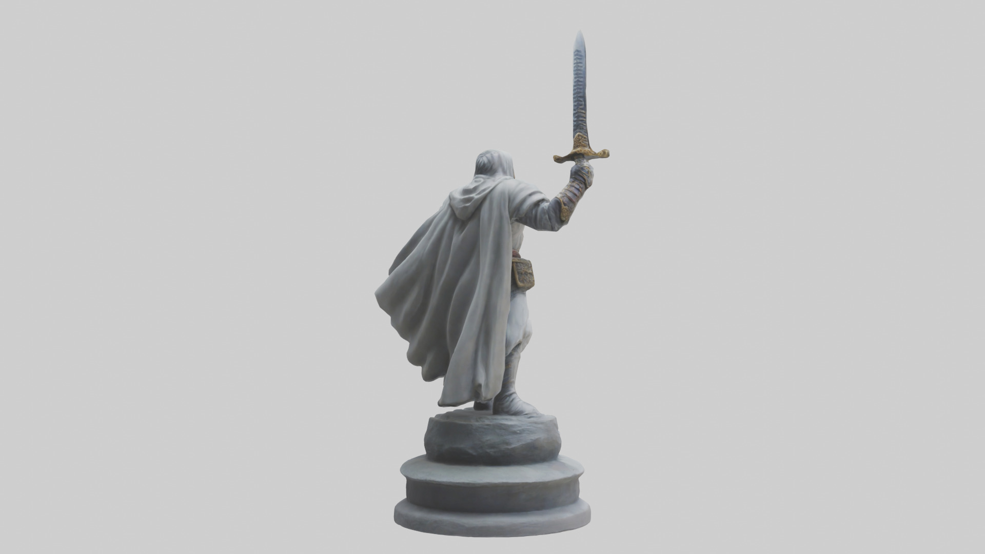 Heroic Swordsman Statue model Low-poly 3D model_2