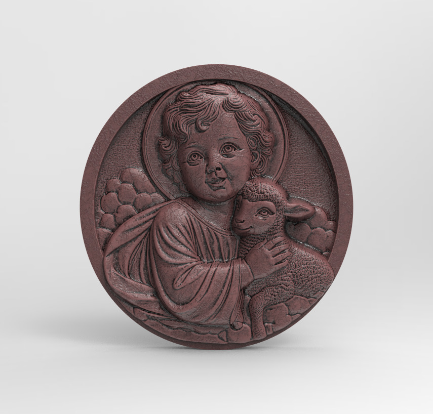 infant jesus with sheep  3D print model_1