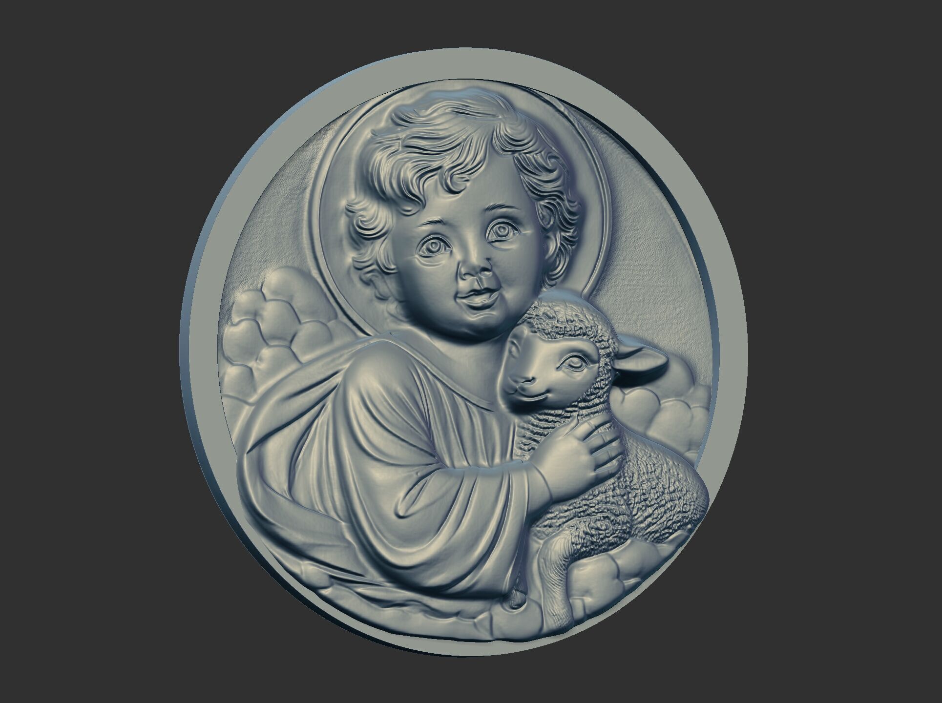 infant jesus with sheep  3D print model_18
