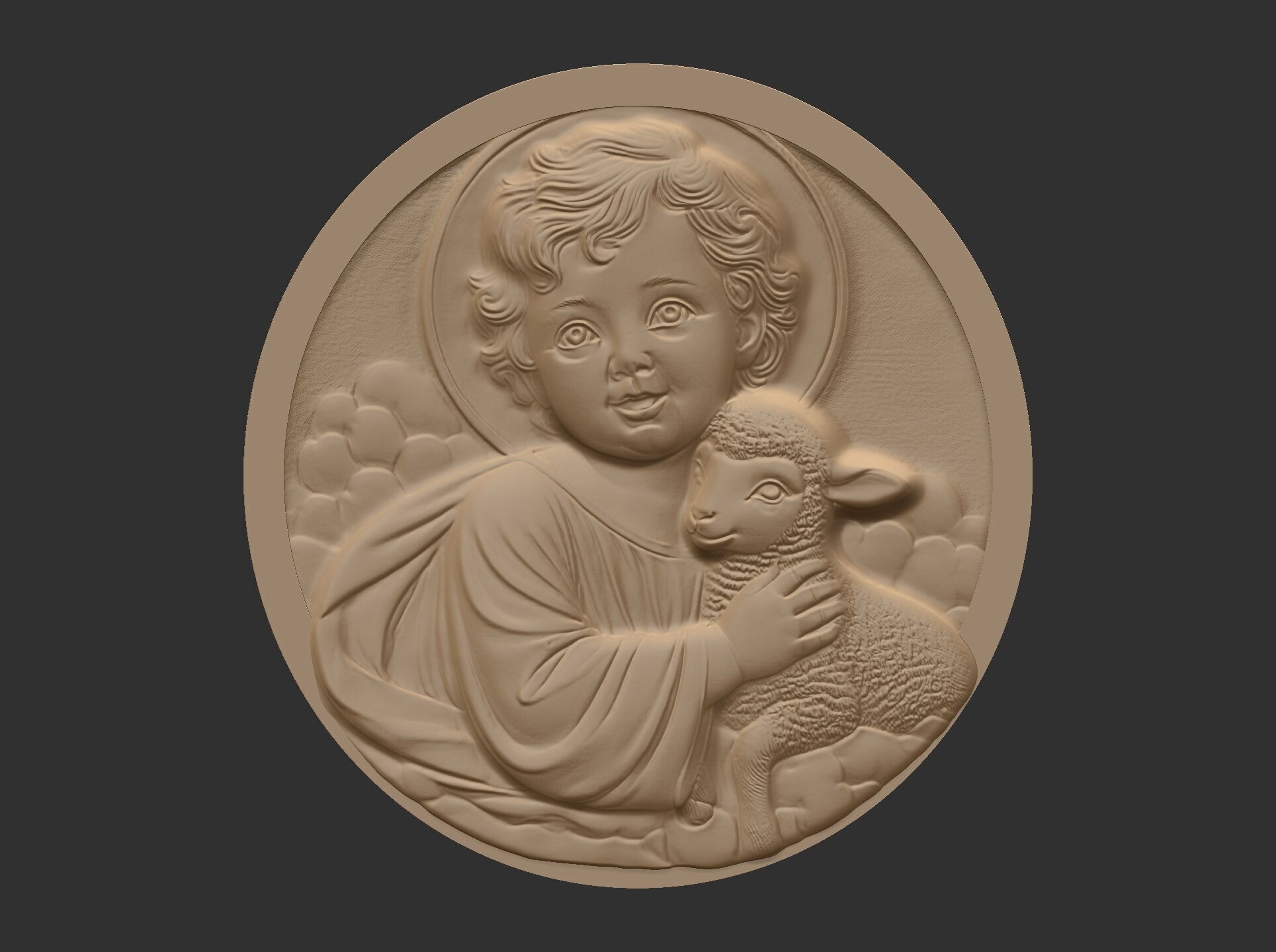 infant jesus with sheep  3D print model_6