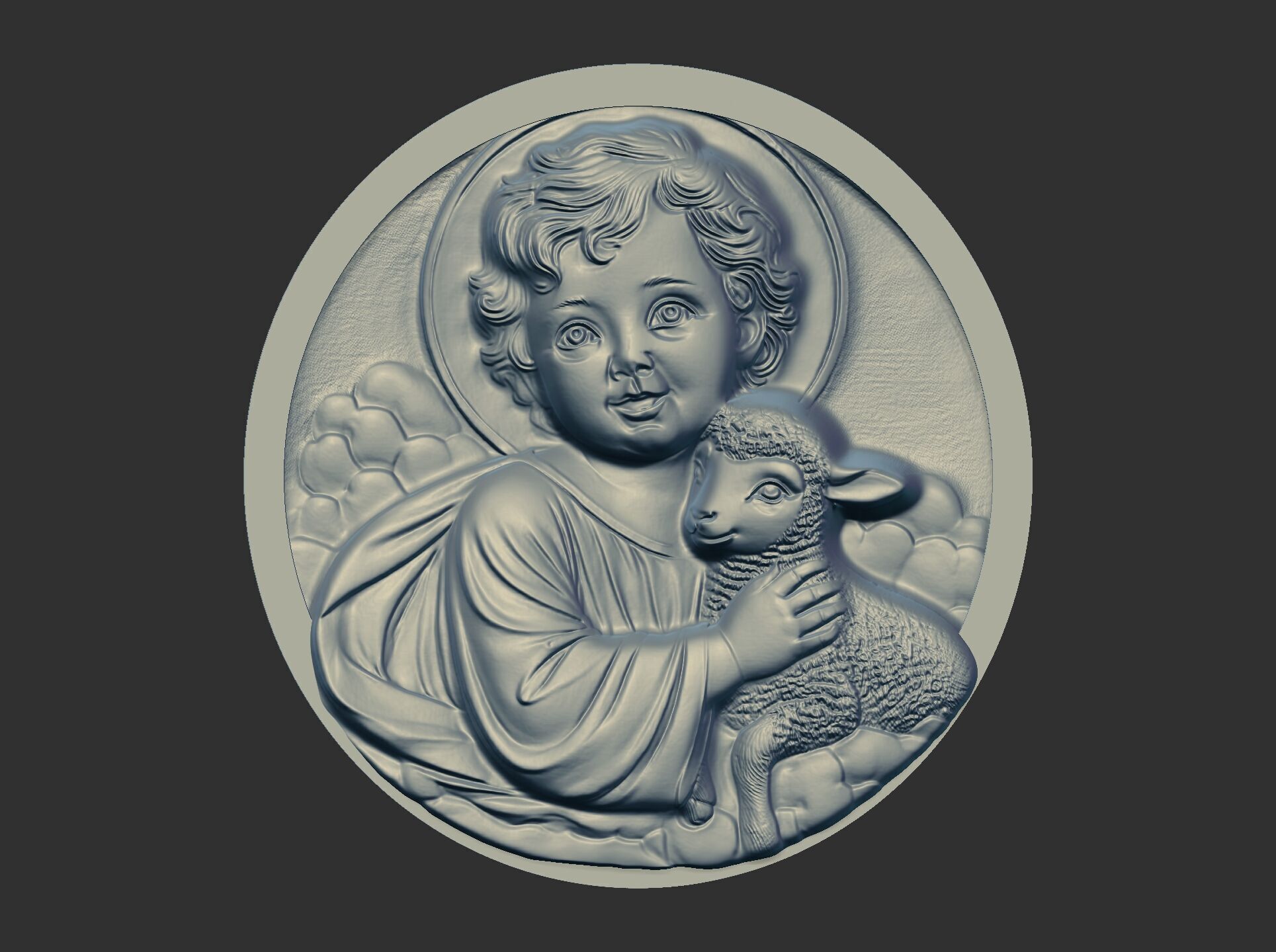 infant jesus with sheep  3D print model_8