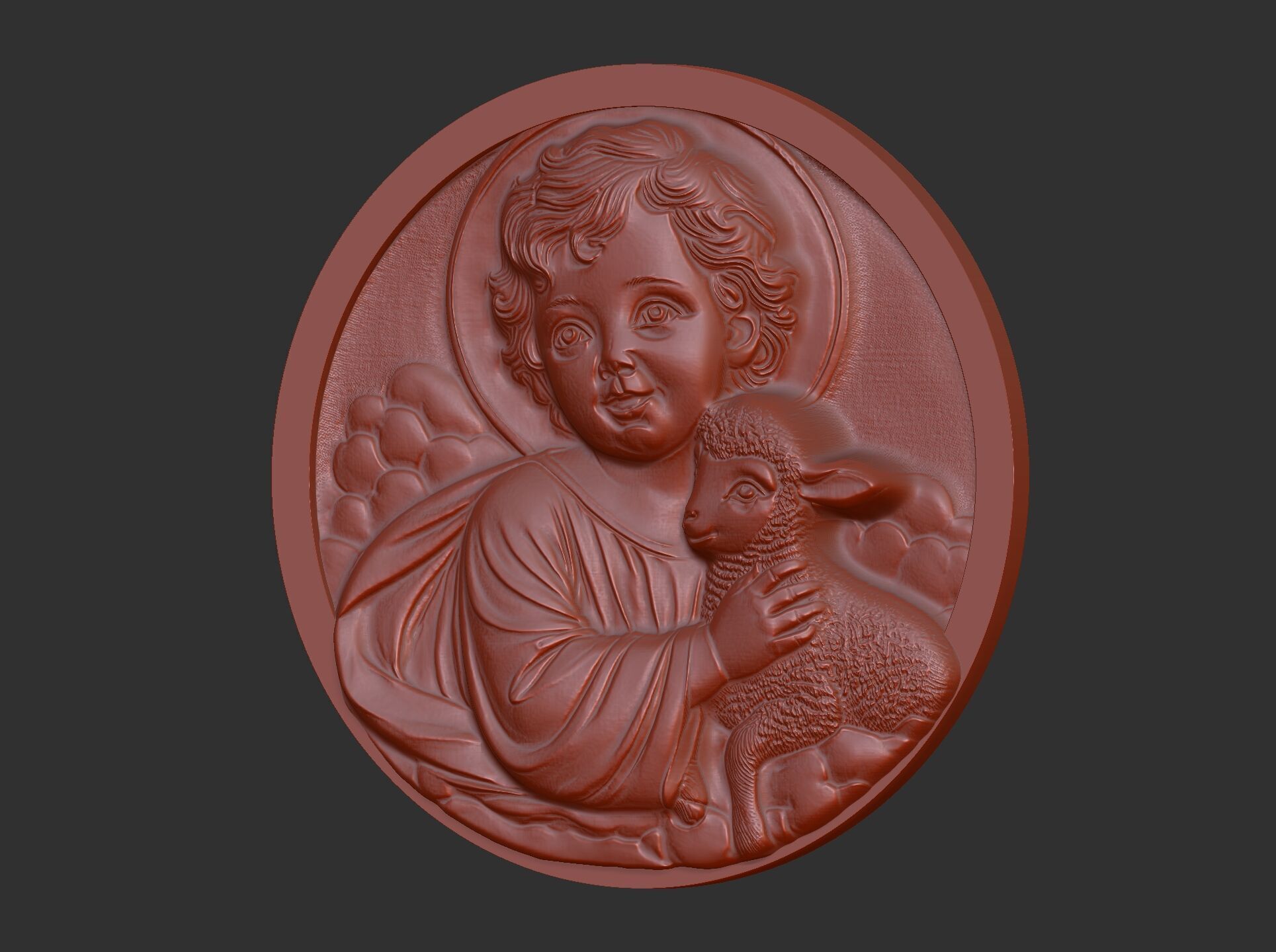 infant jesus with sheep  3D print model_16