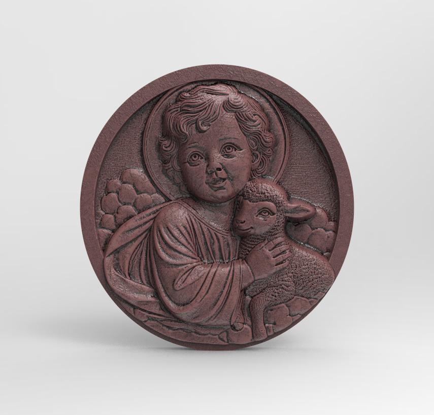 infant jesus with sheep  3D print model_4