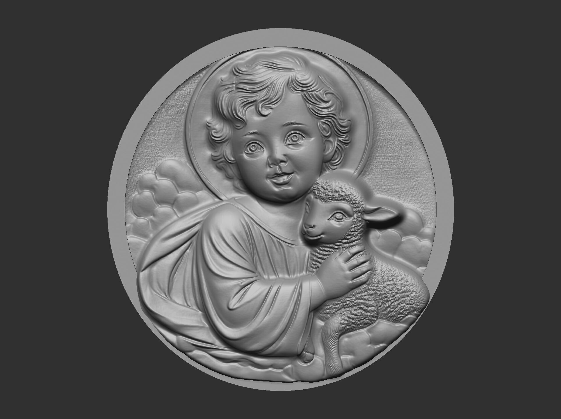 infant jesus with sheep  3D print model_11