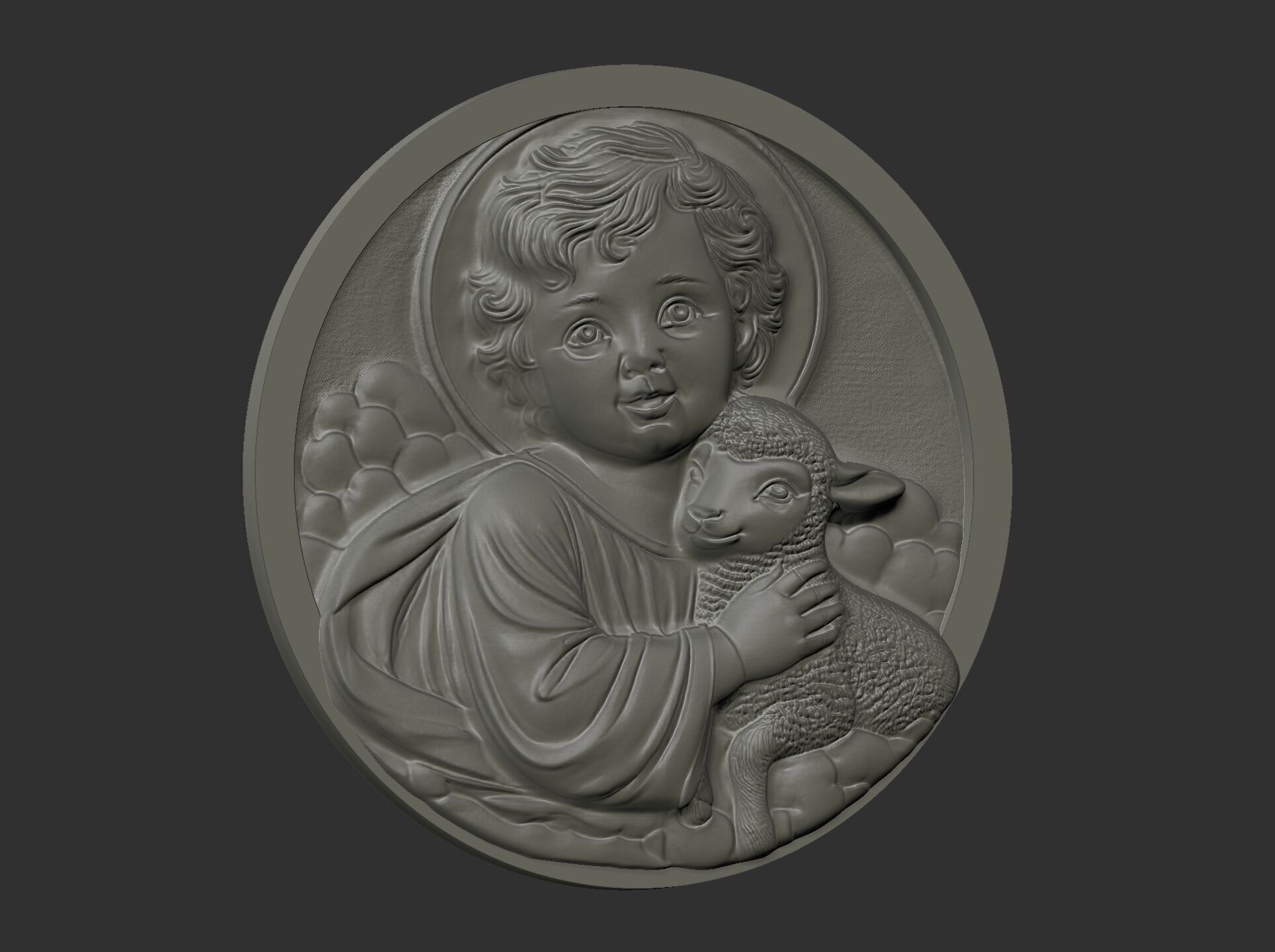 infant jesus with sheep  3D print model_19