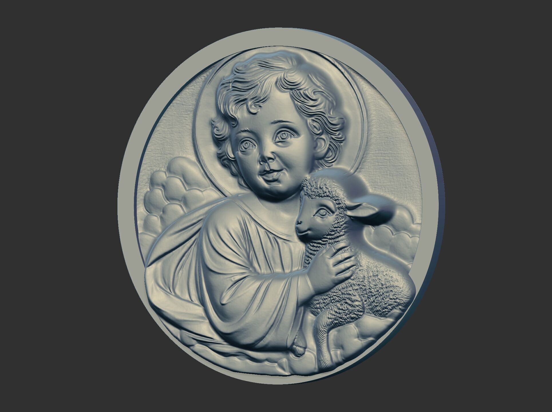 infant jesus with sheep  3D print model_17