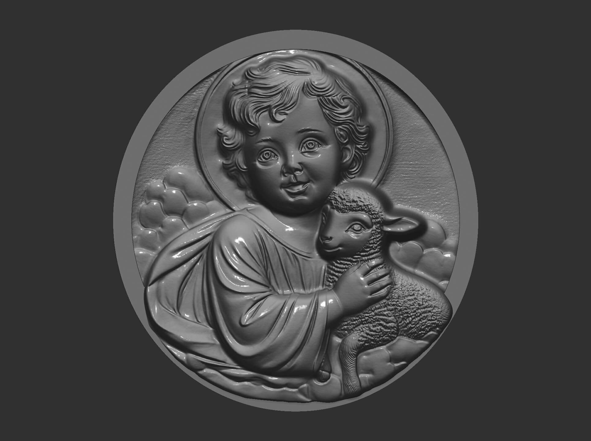 infant jesus with sheep  3D print model_12