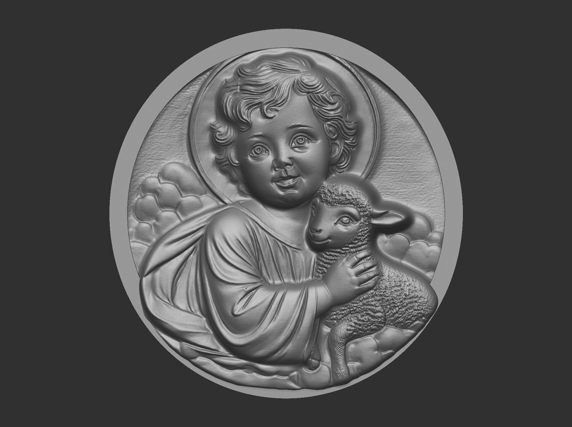 infant jesus with sheep  3D print model_13
