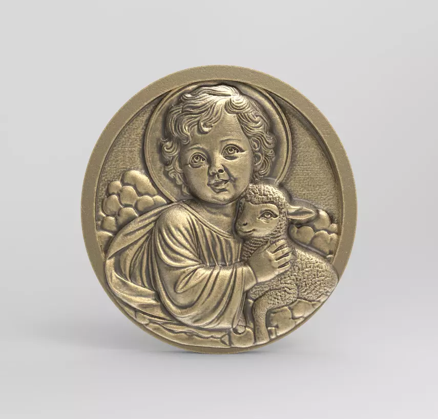 infant jesus with sheep  3D print model_0