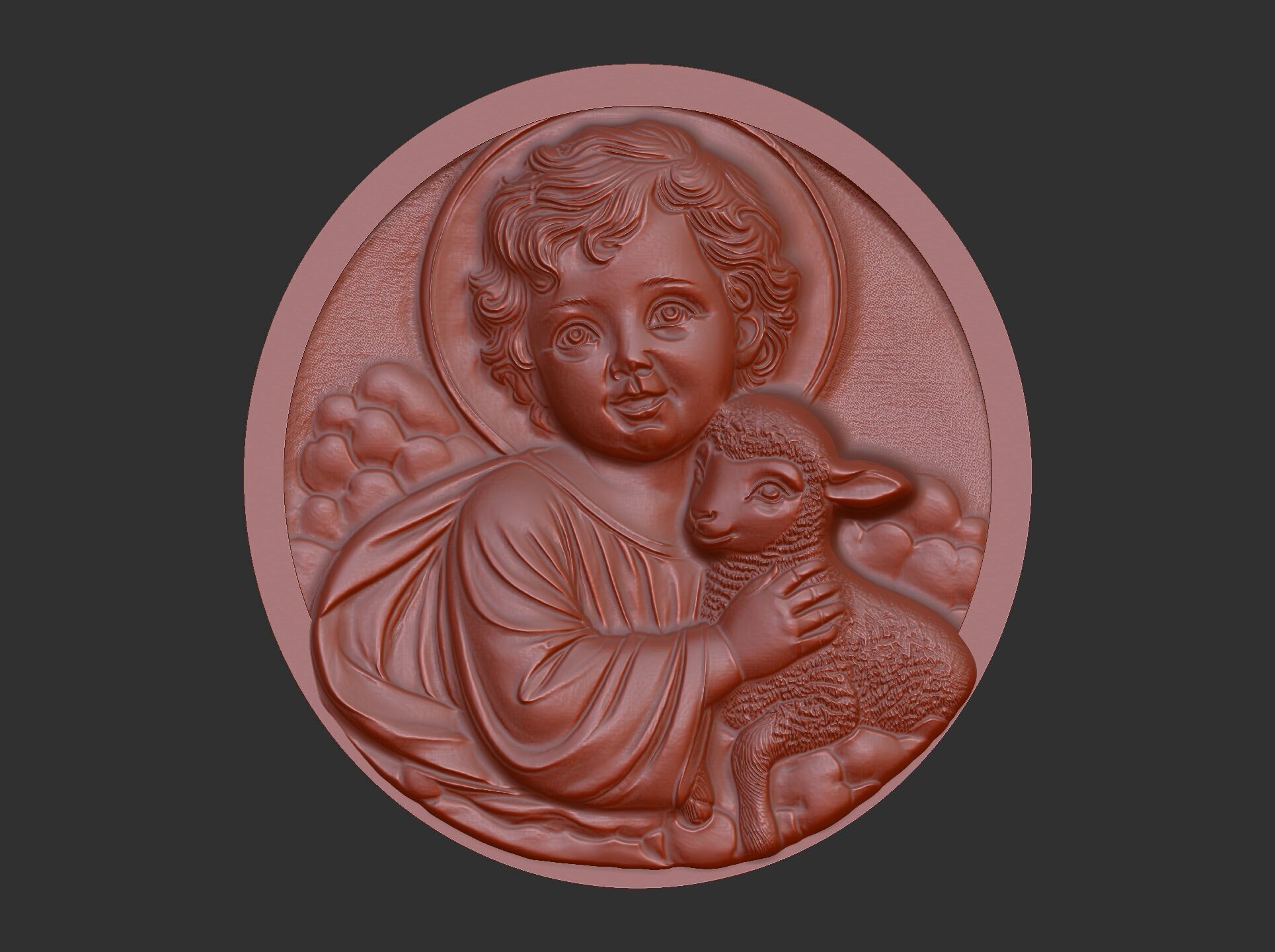 infant jesus with sheep  3D print model_9