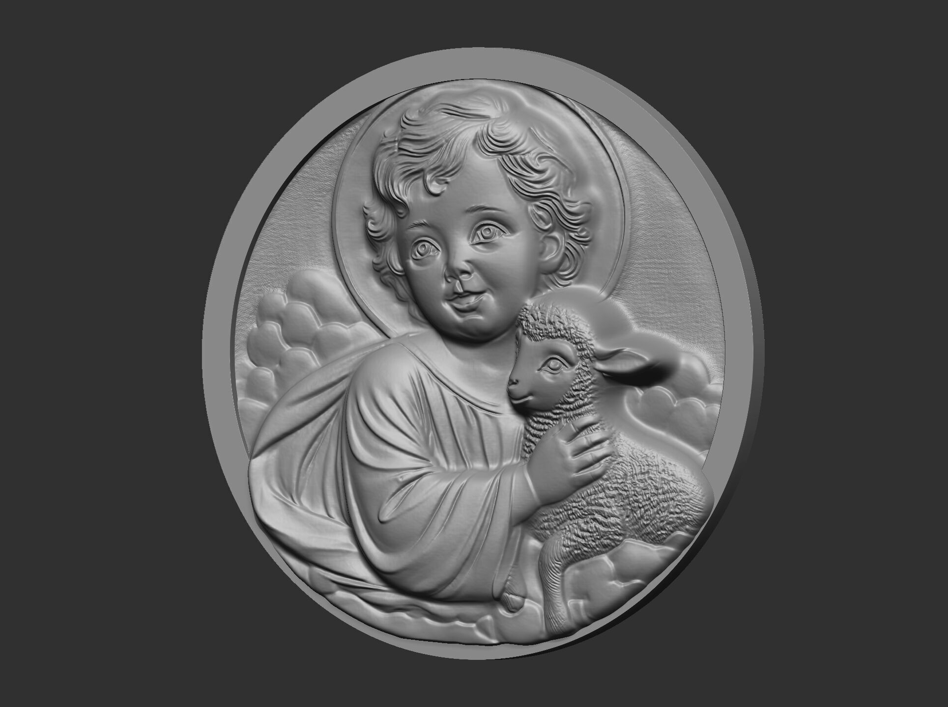 infant jesus with sheep  3D print model_15