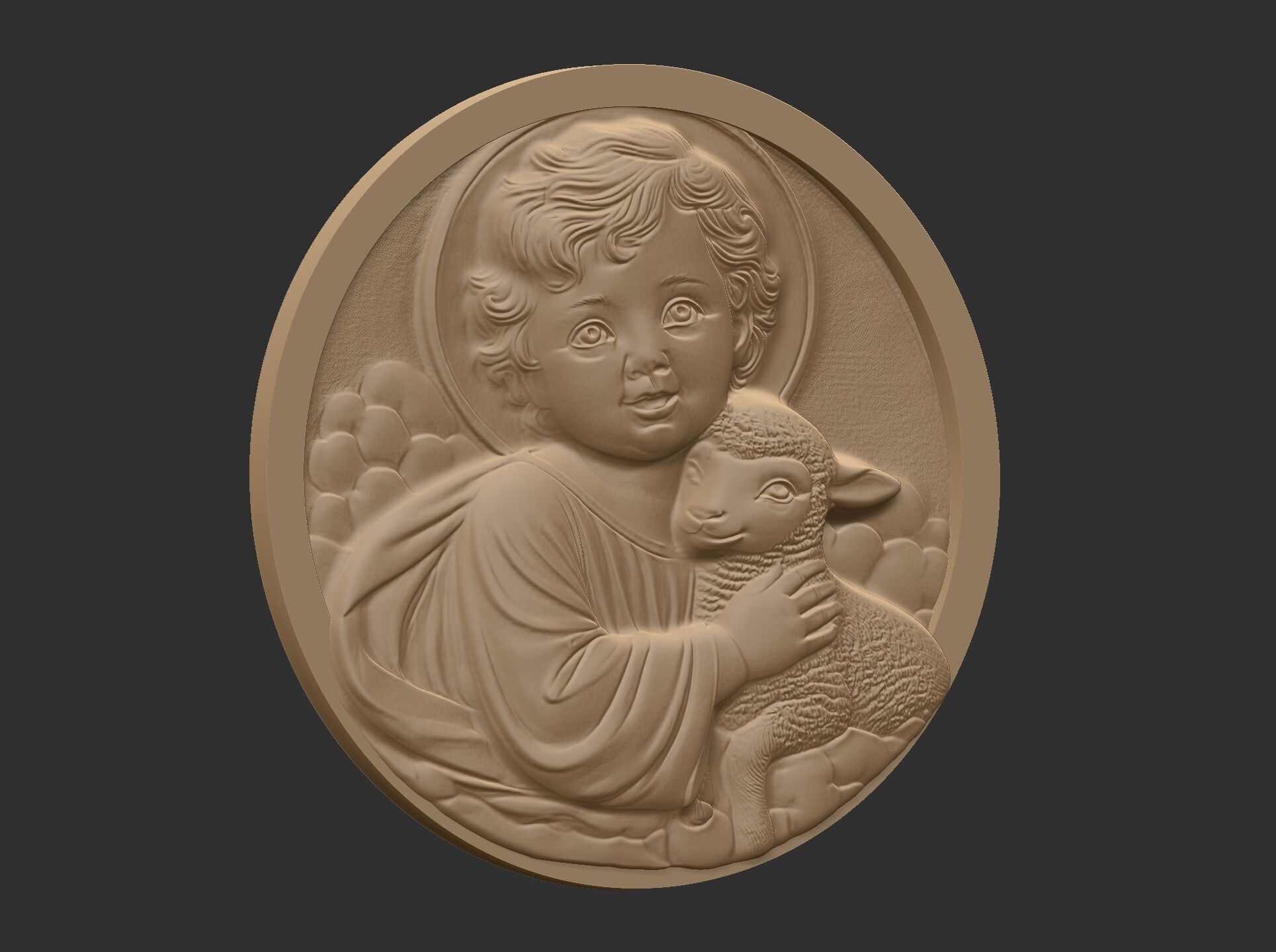 infant jesus with sheep  3D print model_5