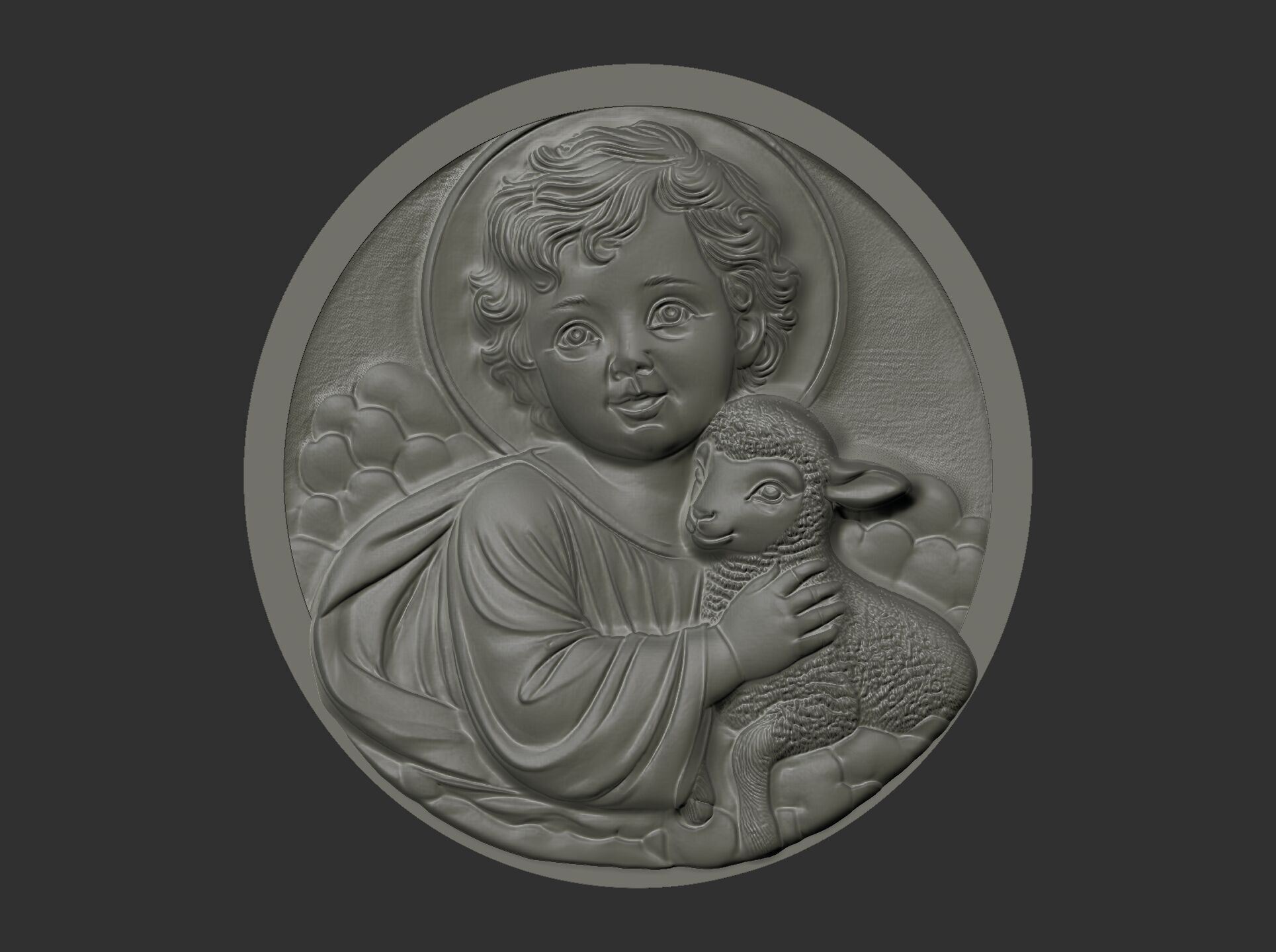 infant jesus with sheep  3D print model_7