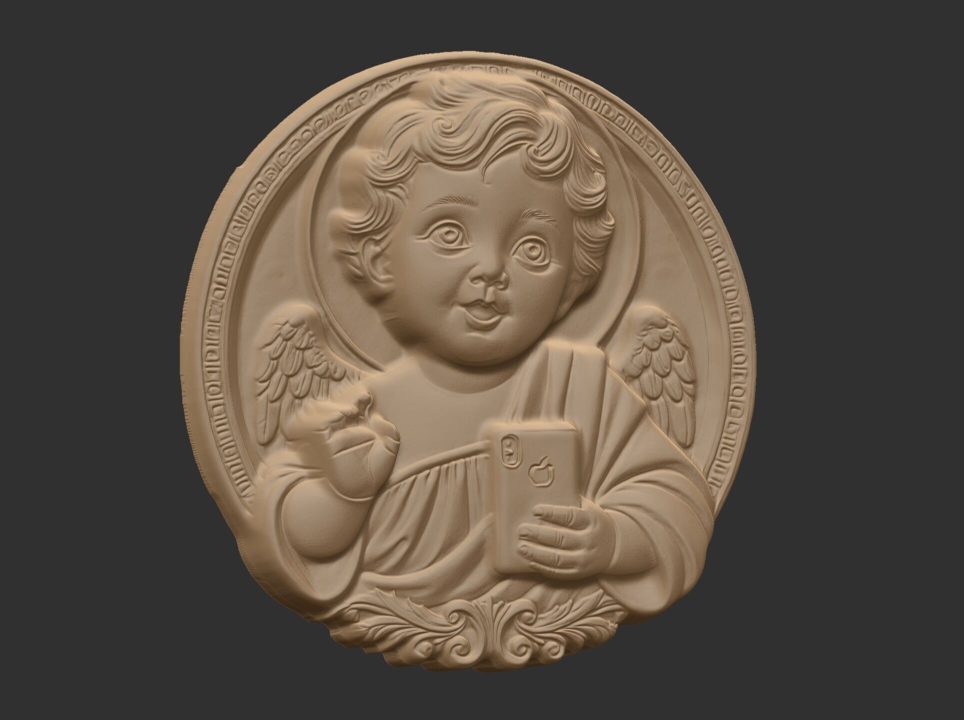 infant jesus with mobile phone cnc 3D print model_12