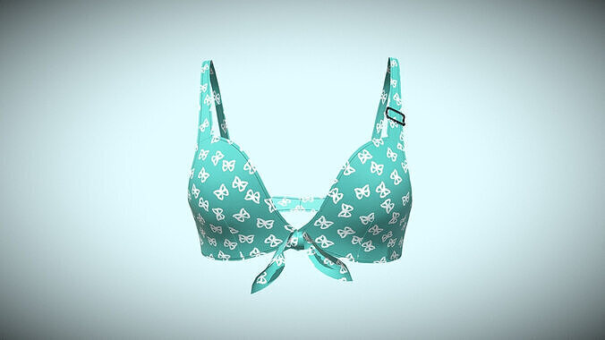 Girls Printed Bra In Low Poly Low-poly 3D model