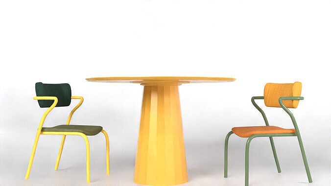 yellow table Low-poly 3D model