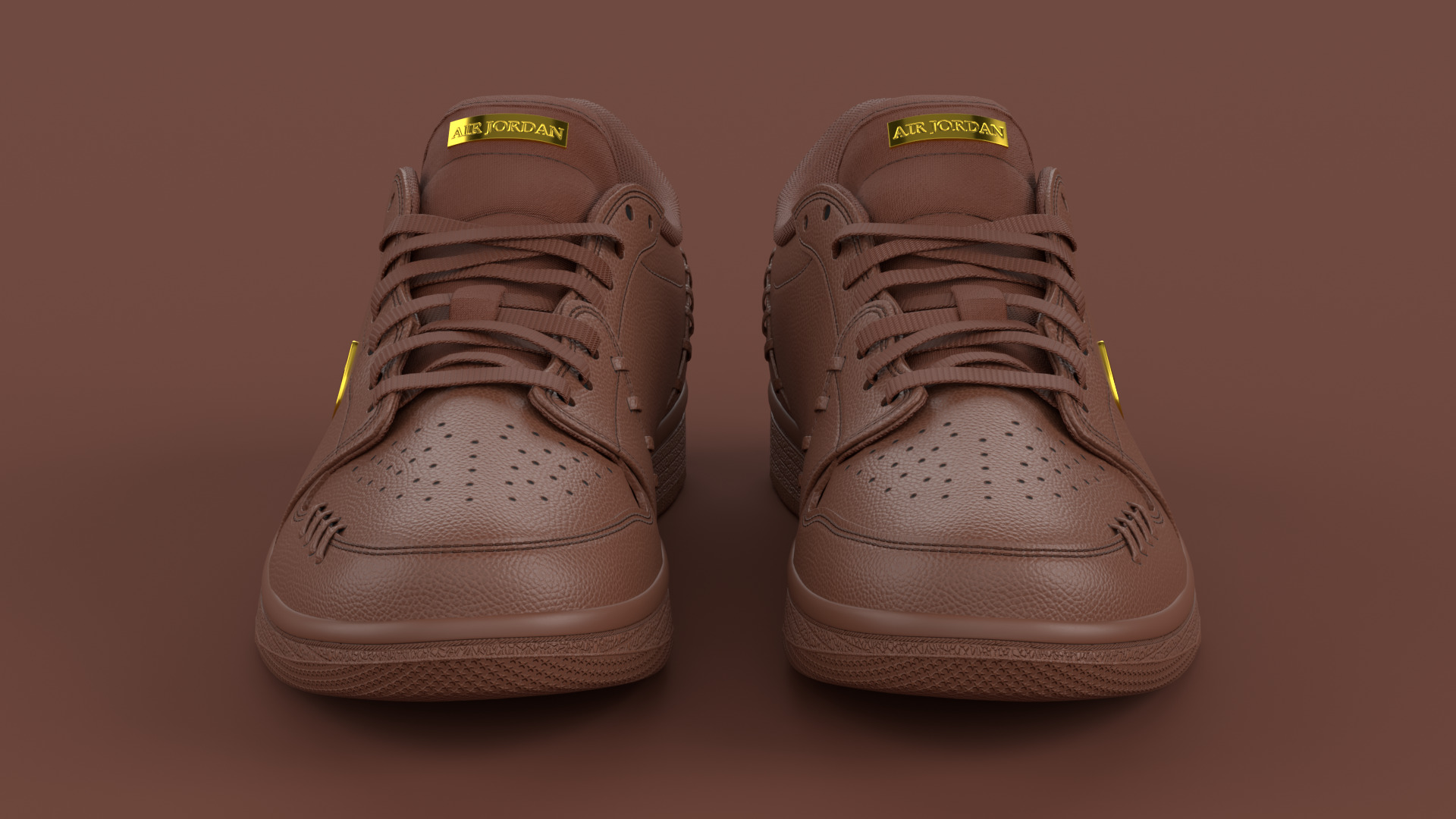 Air Jordan 1 Low Method of Make Cacao Wow Metallic Gold Low-poly 3D model_1