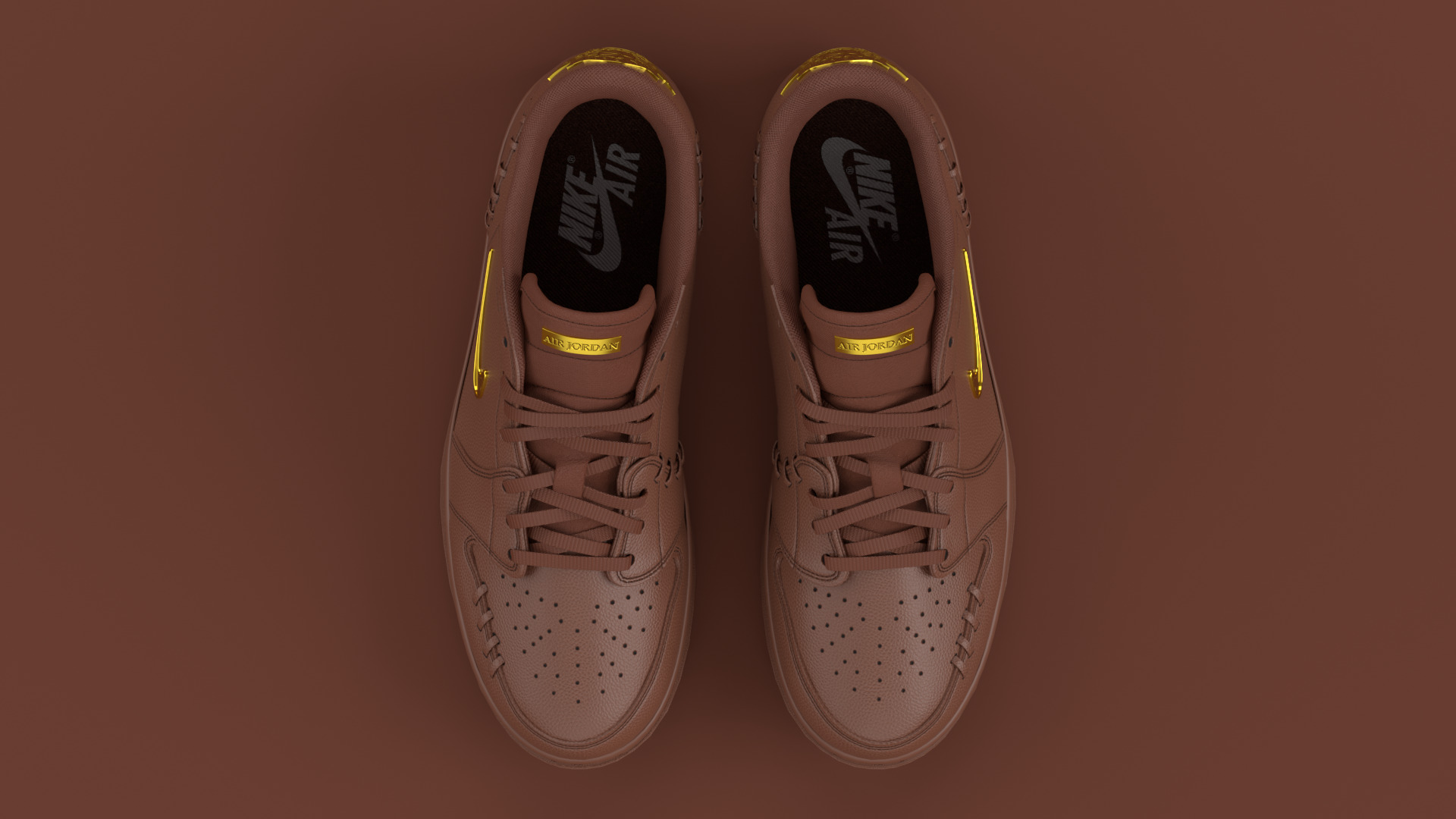 Air Jordan 1 Low Method of Make Cacao Wow Metallic Gold Low-poly 3D model_2