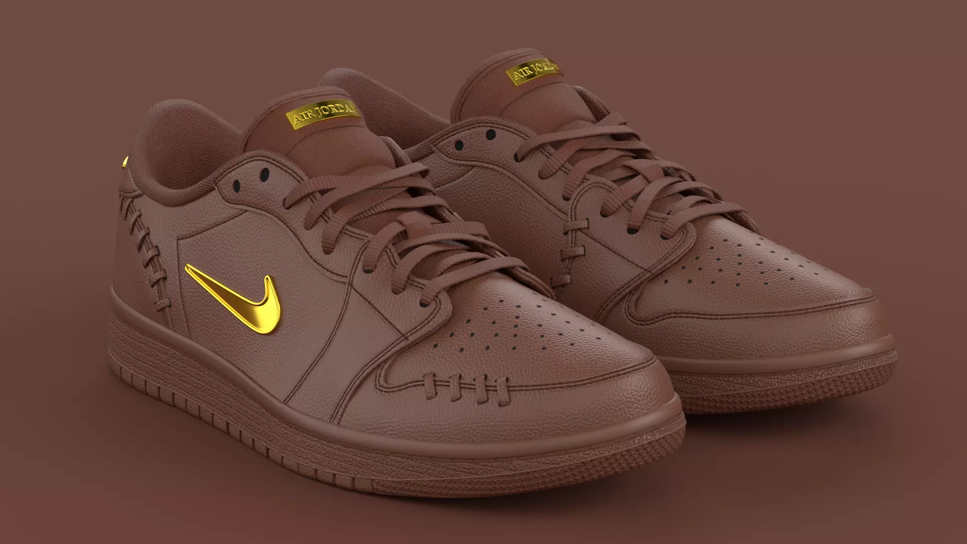 Air Jordan 1 Low Method of Make Cacao Wow Metallic Gold Low-poly 3D model_0