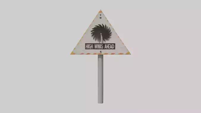 High Winds Ahead Danger Sign model