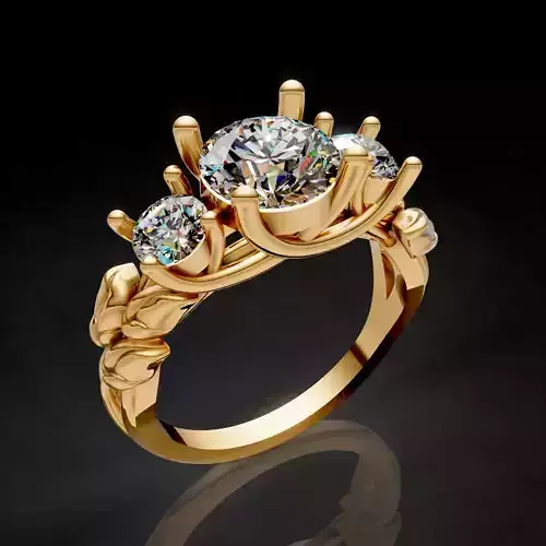 Lux flower  ring  printable gold jewelry printable 3D model