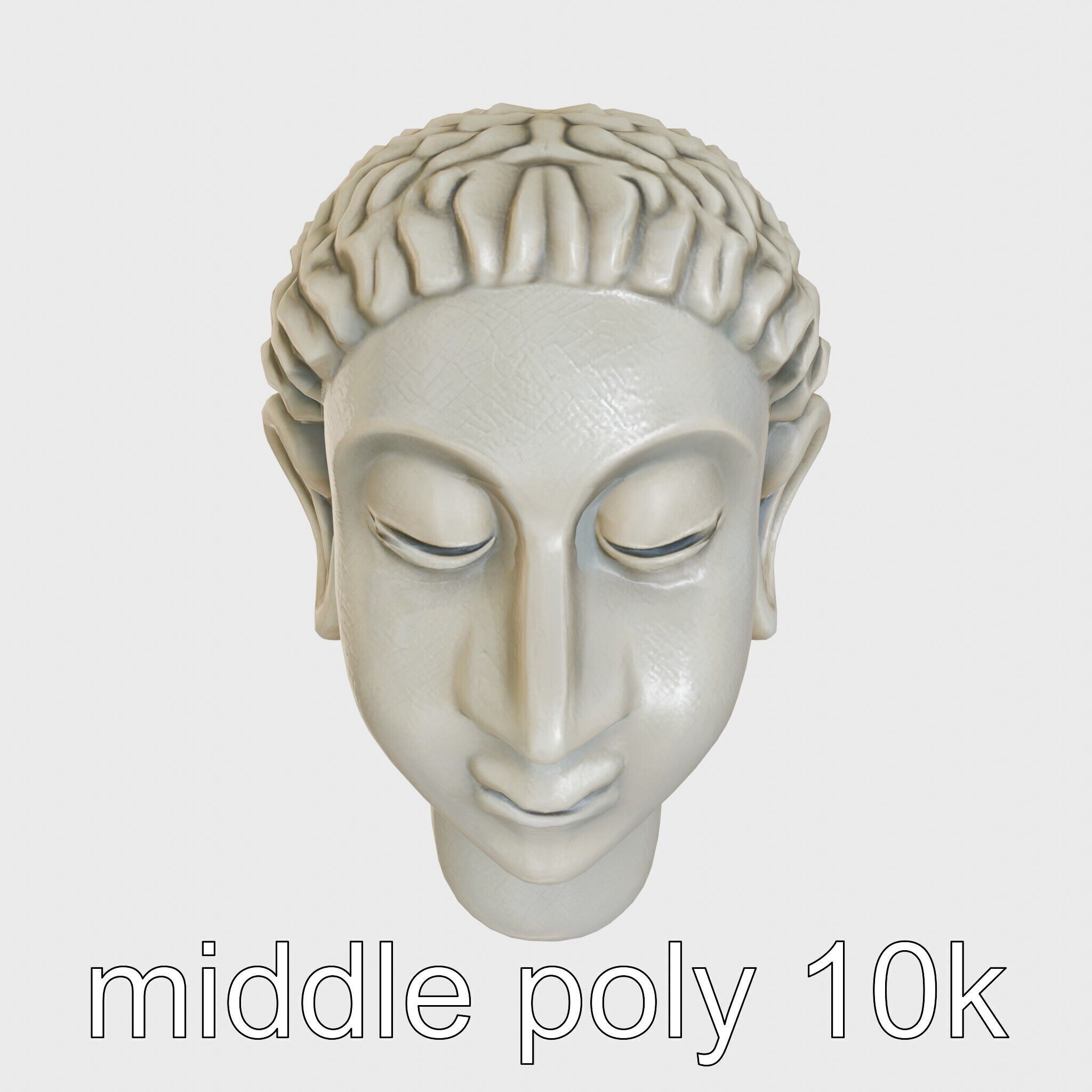 Serene Face Profile Sculpture for Meditation Environments Low-poly 3D model_23