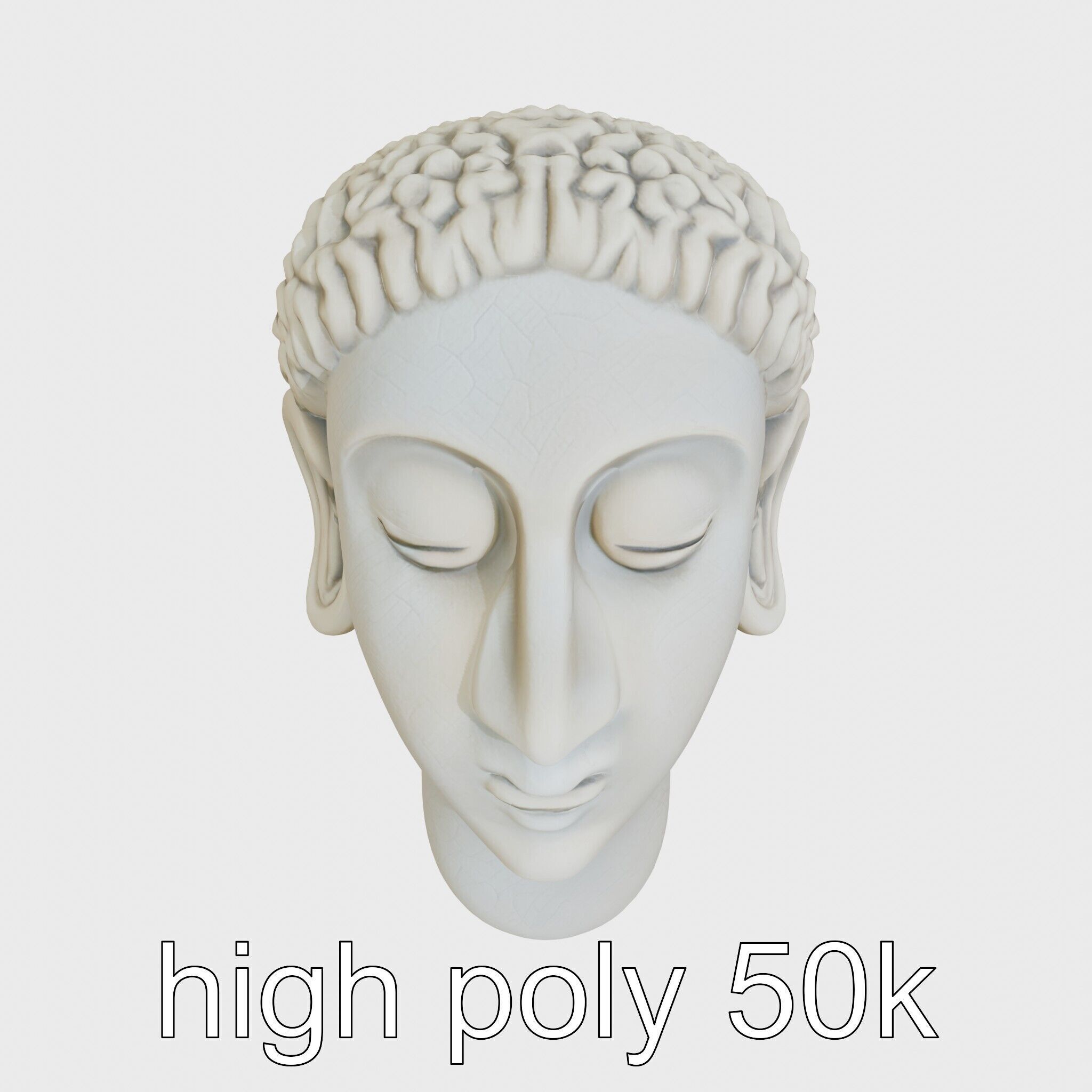 Serene Face Profile Sculpture for Meditation Environments Low-poly 3D model_5